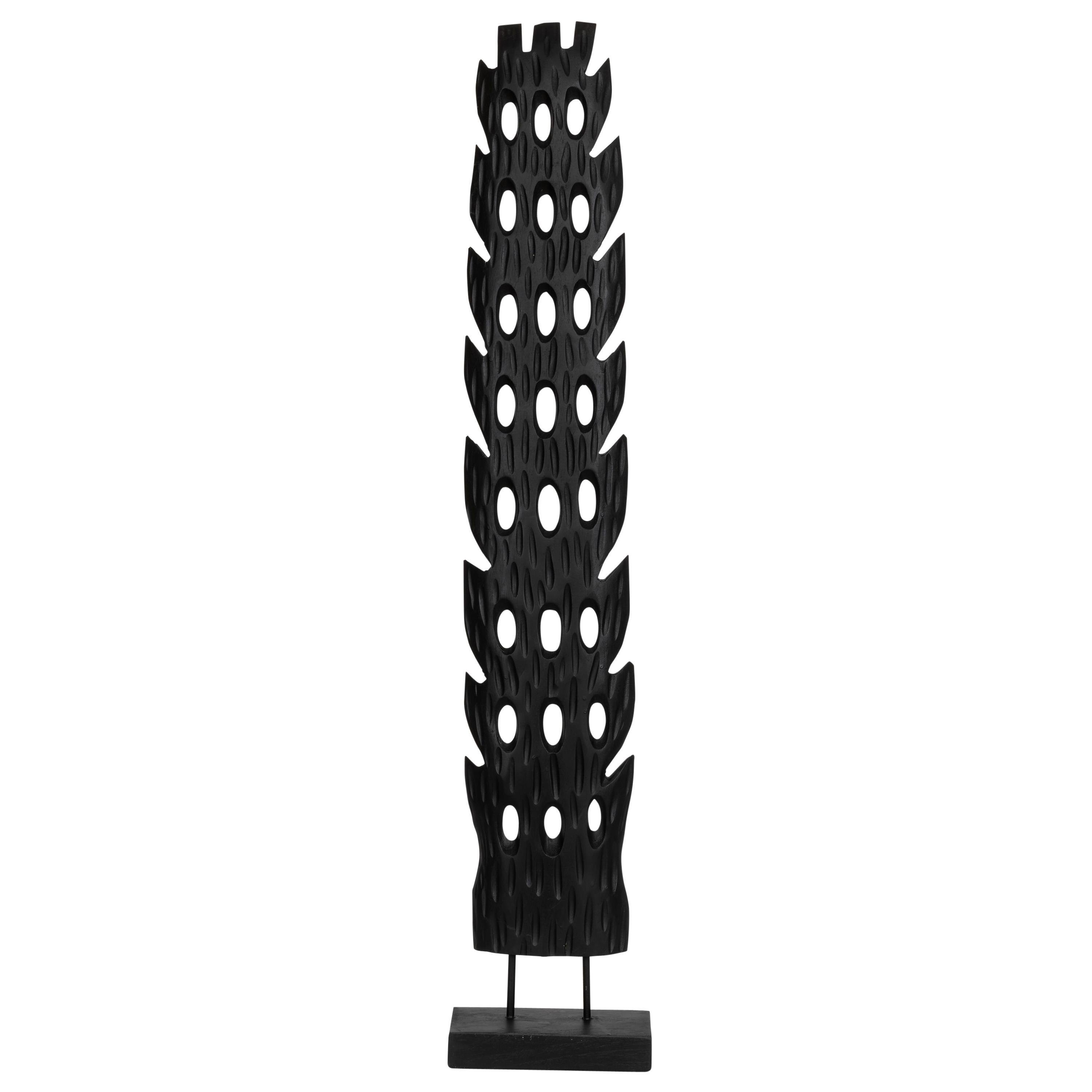 Ayaklı Dekoratif Aksesuar Teak Siyah 20 cm x 12 cm x 103 cm