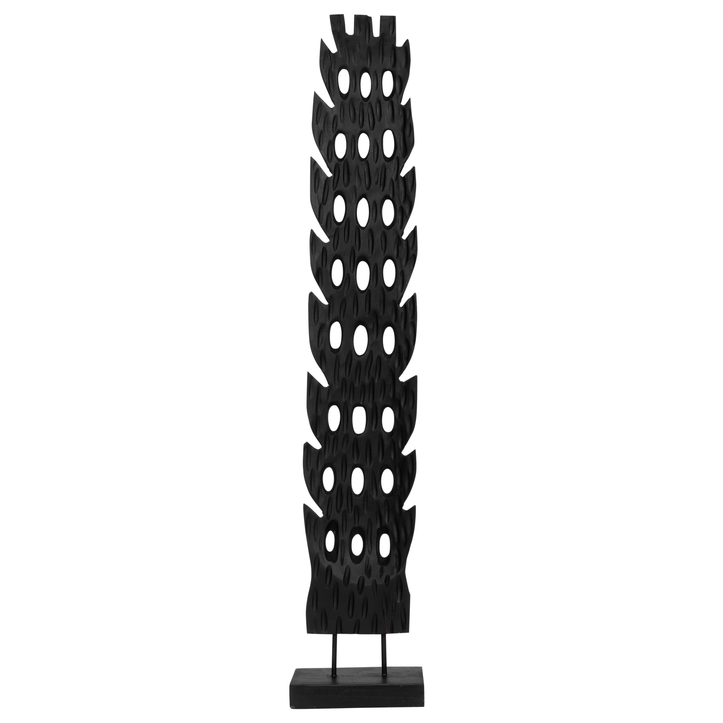 Ayaklı Dekoratif Aksesuar Teak Siyah 20 cm x 12 cm x 103 cm