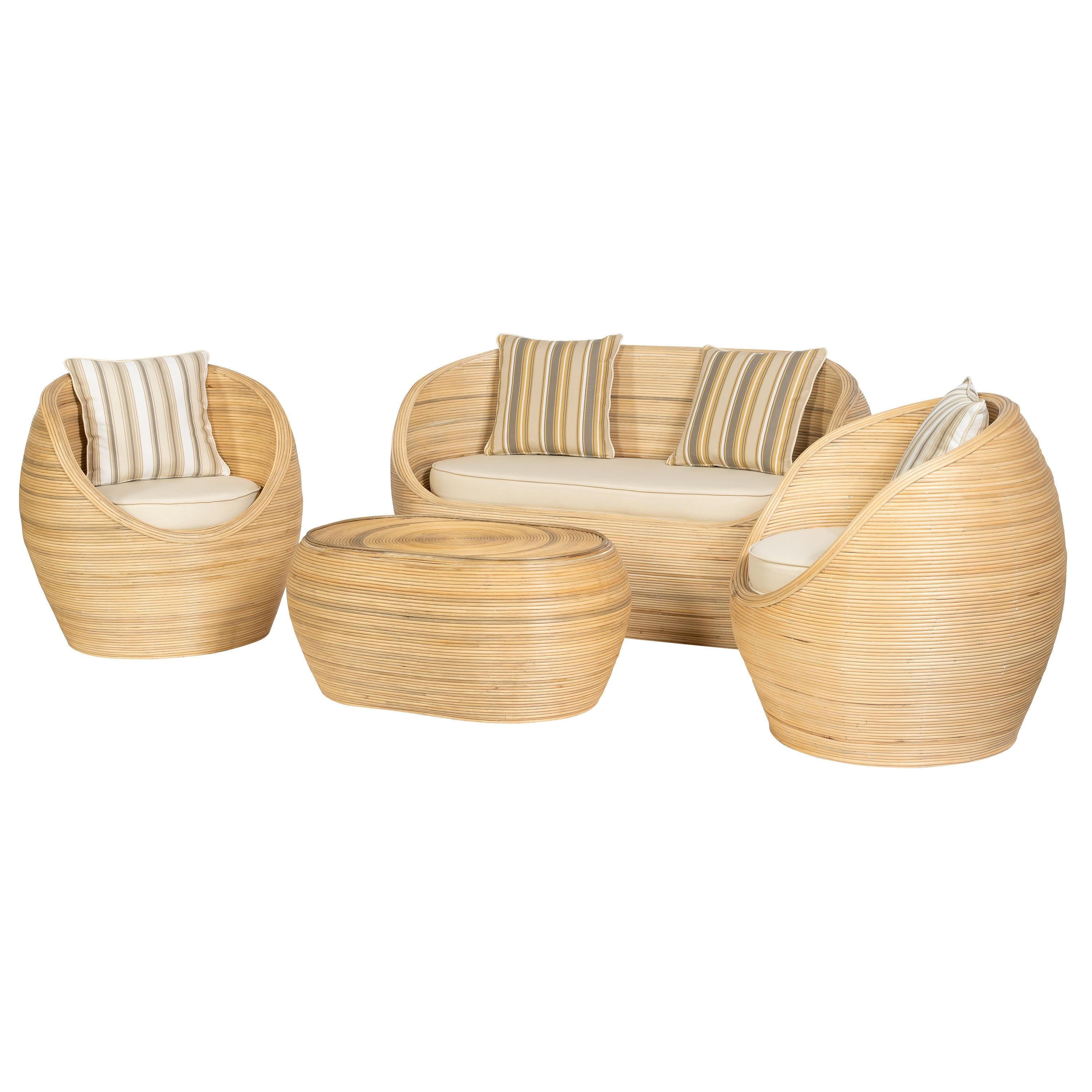Bambu Oturma Takımı (2 Tek Kişilik +1 İki Kişilik + 1 Kahve Masası)