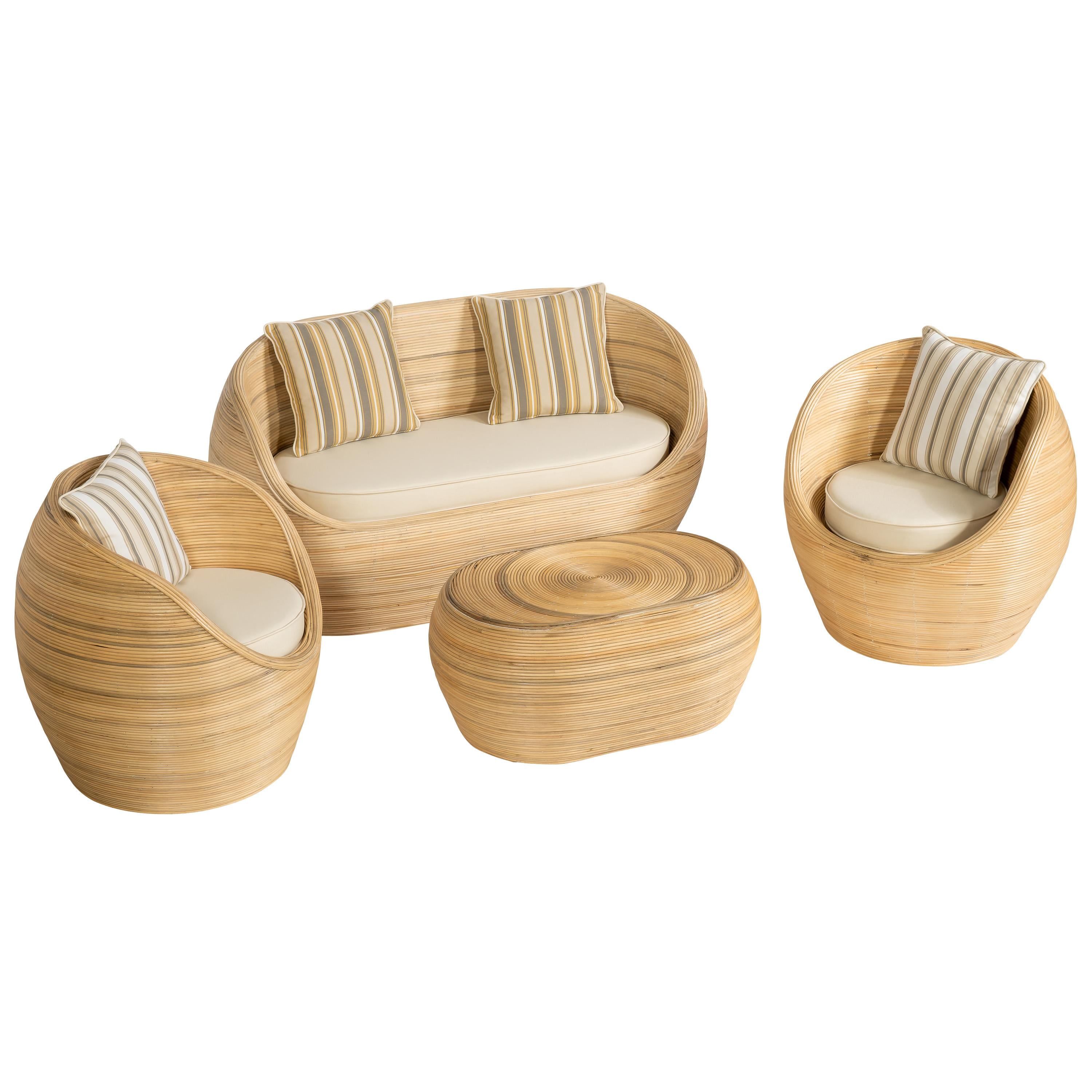 Bambu Oturma Takımı (2 Tek Kişilik +1 İki Kişilik + 1 Kahve Masası)