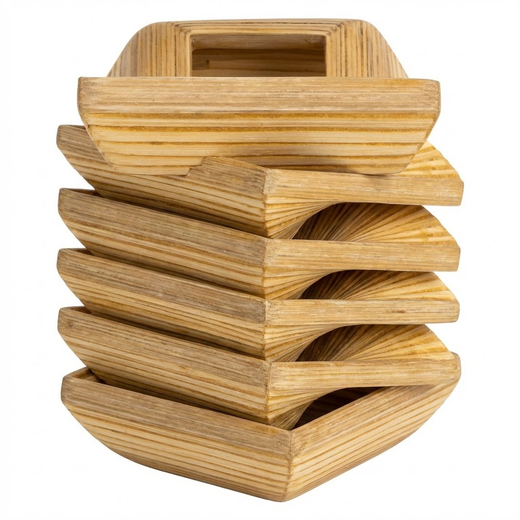 Bambu Peçete Halkası Kare Form 10 cm x 10 cm  6 lı Set