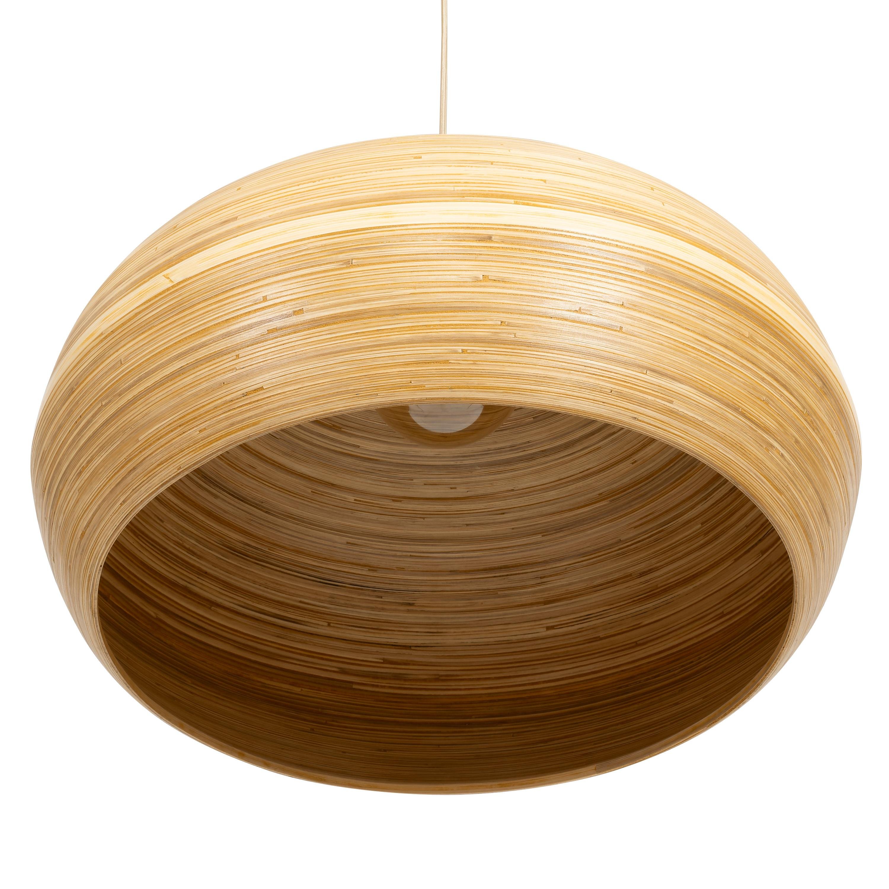 Bambu Tavan Aydınlatması Curve Form 60 cm × 60 cm × 40 cm