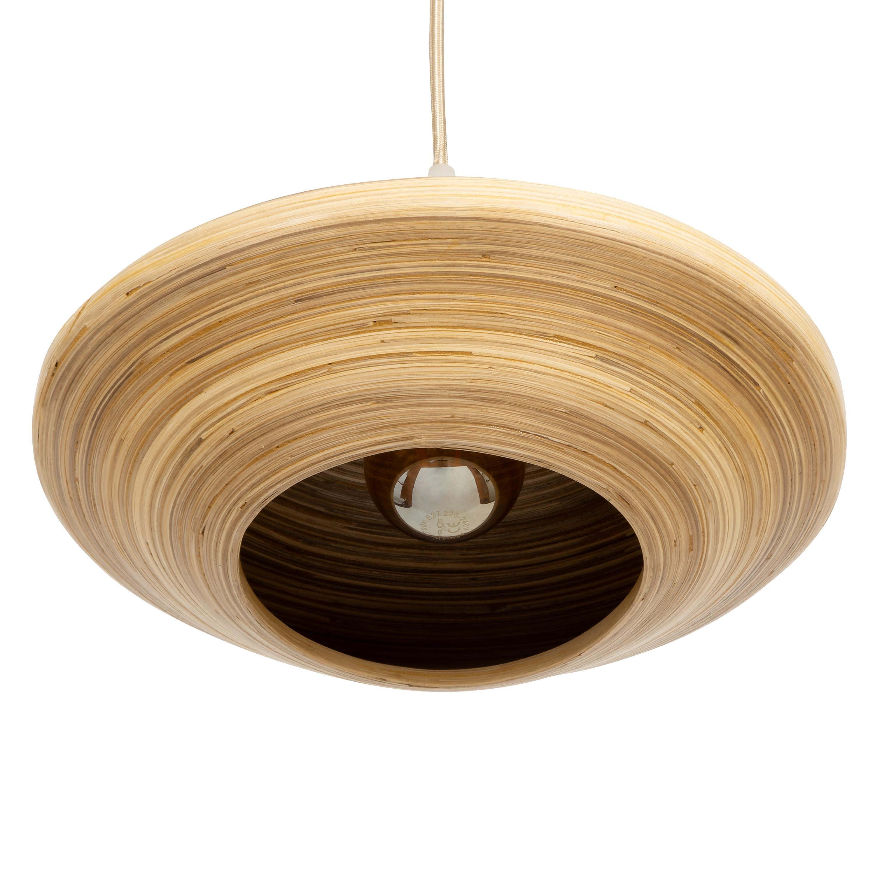 Bambu Tavan Aydınlatması Ufo Form 30 cm × 30 cm × 15 cm