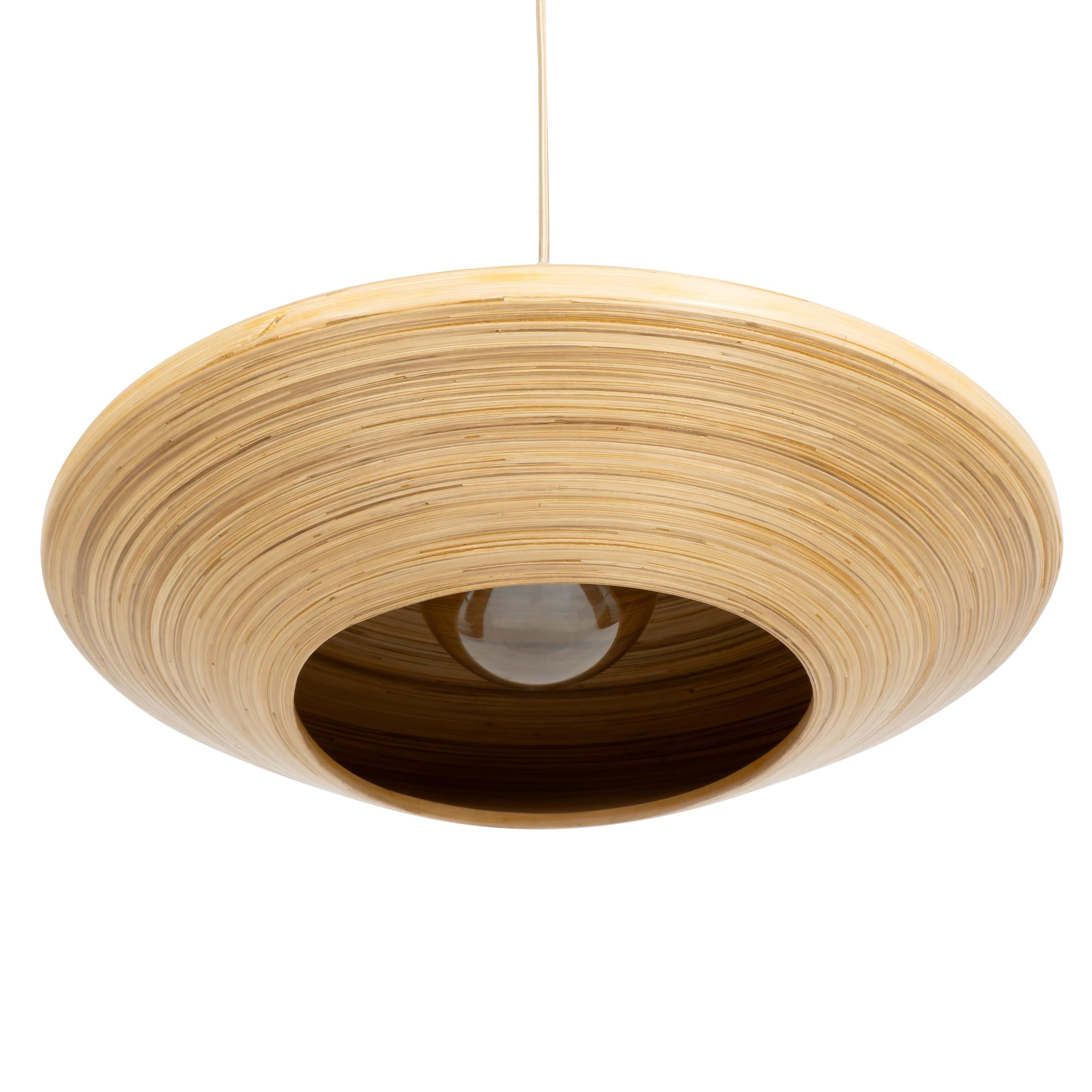 Bambu Tavan Aydınlatması Ufo Form 50 cm × 50 cm × 20 cm
