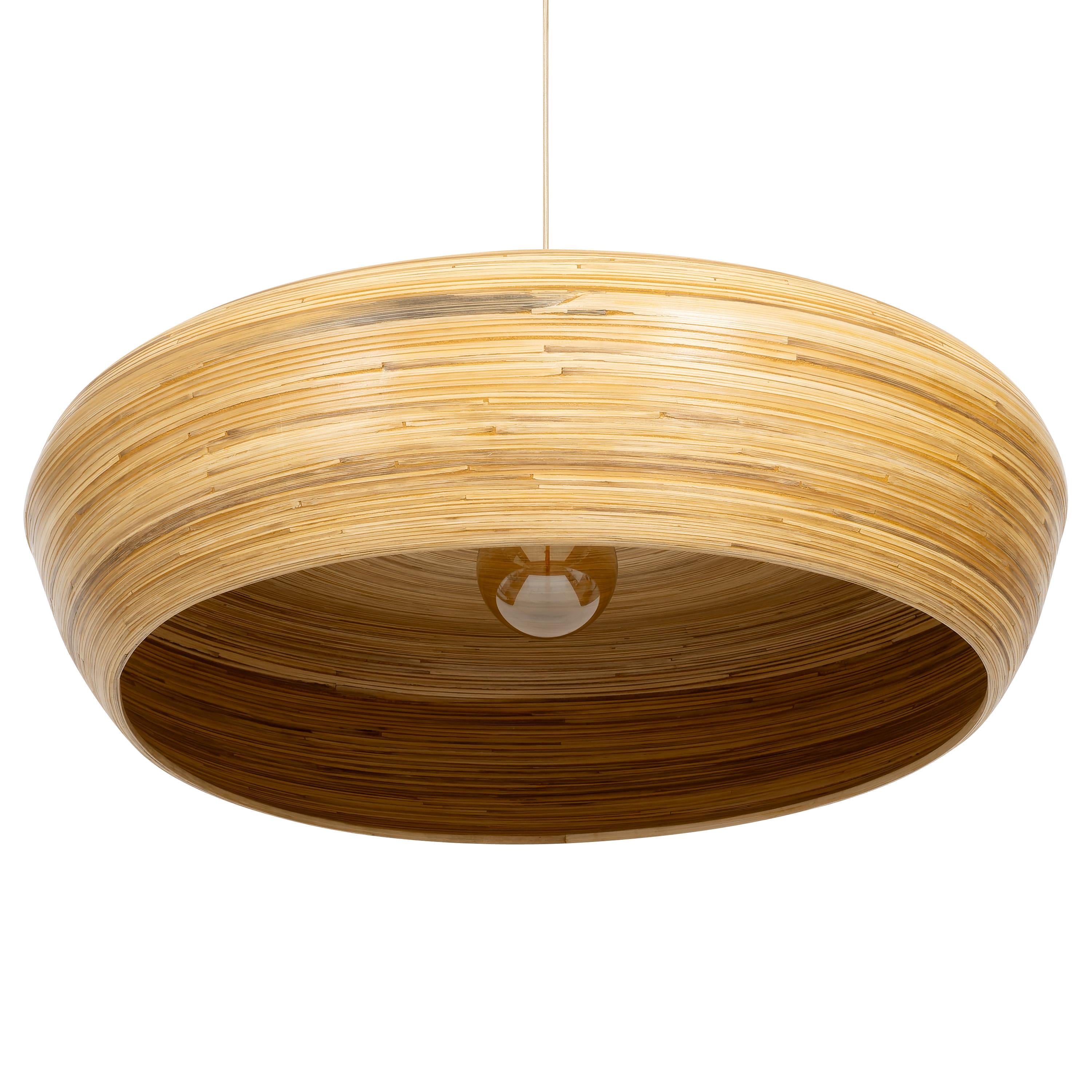 Bambu Tavan Aydınlatması Yuvarlak Form 90 cm × 90 cm × 14 cm