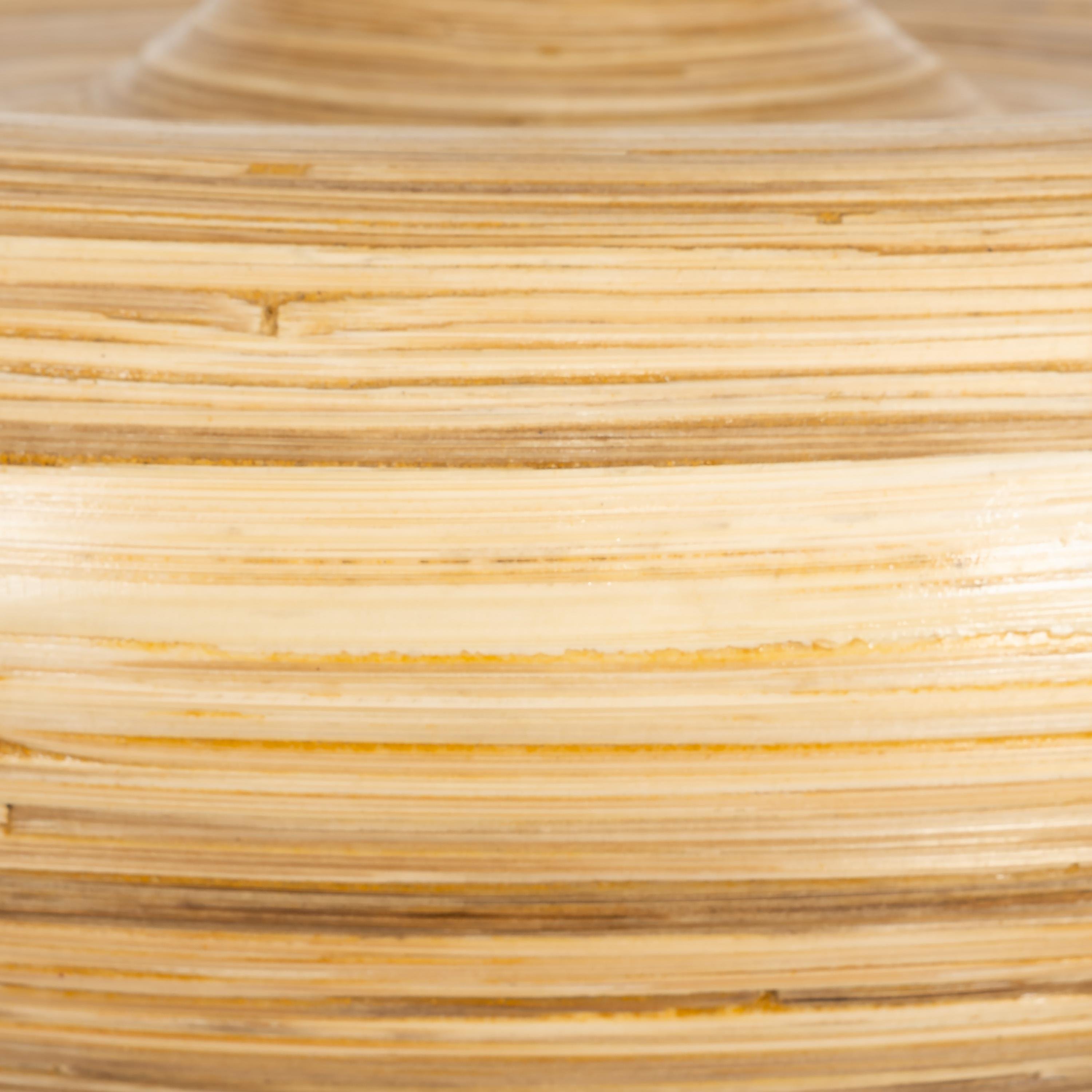 Bambu Tavan Aydınlatması Yuvarlak Form 30 cm × 30 cm × 14 cm
