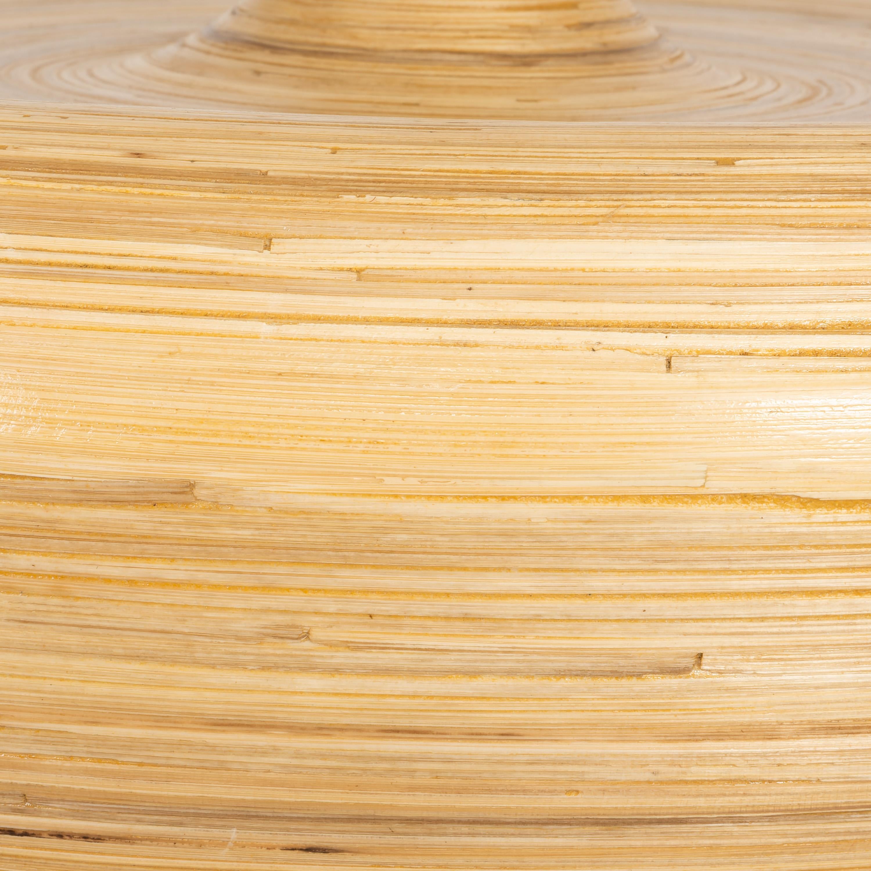 Bambu Tavan Aydınlatması Yuvarlak Form 50 cm × 50 cm × 14 cm