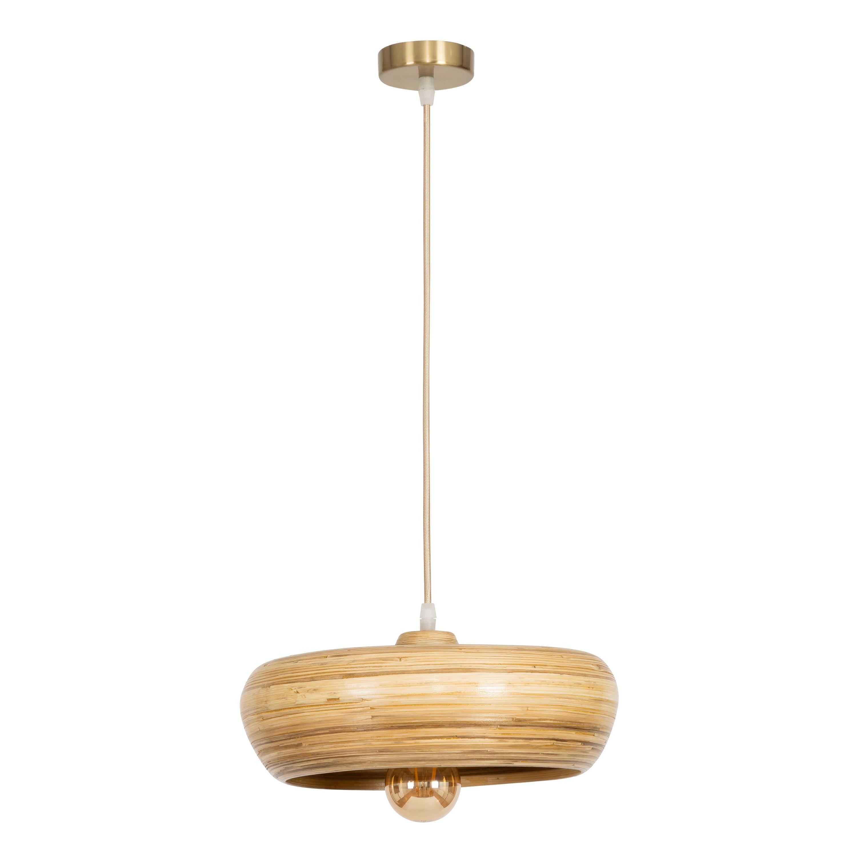 Bambu Tavan Aydınlatması Yuvarlak Form 30 cm × 30 cm × 14 cm