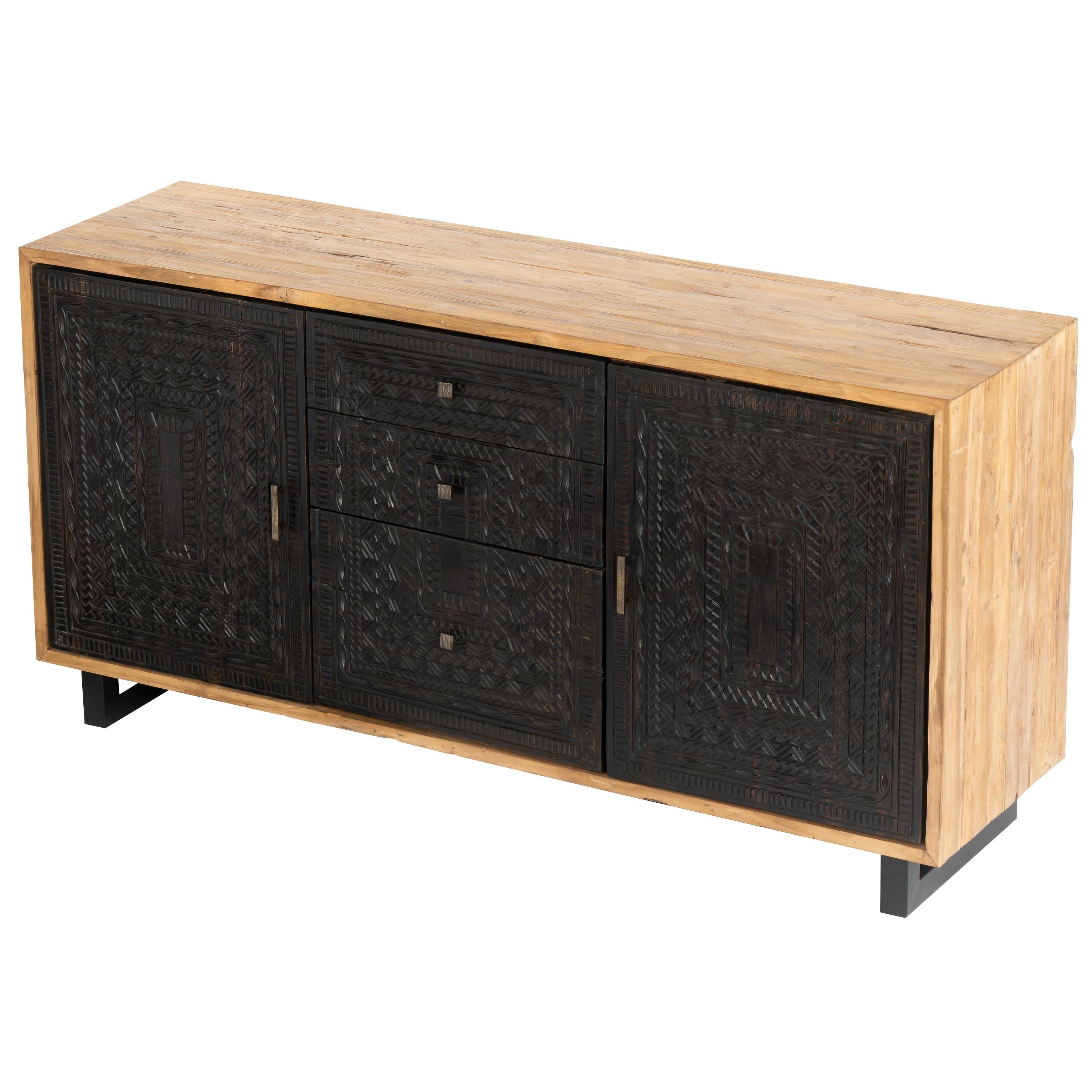 Büfe Ahşap Oymalı 2 kapaklı 3 çekmeceli 180 cm x 50 cm x 90 cm