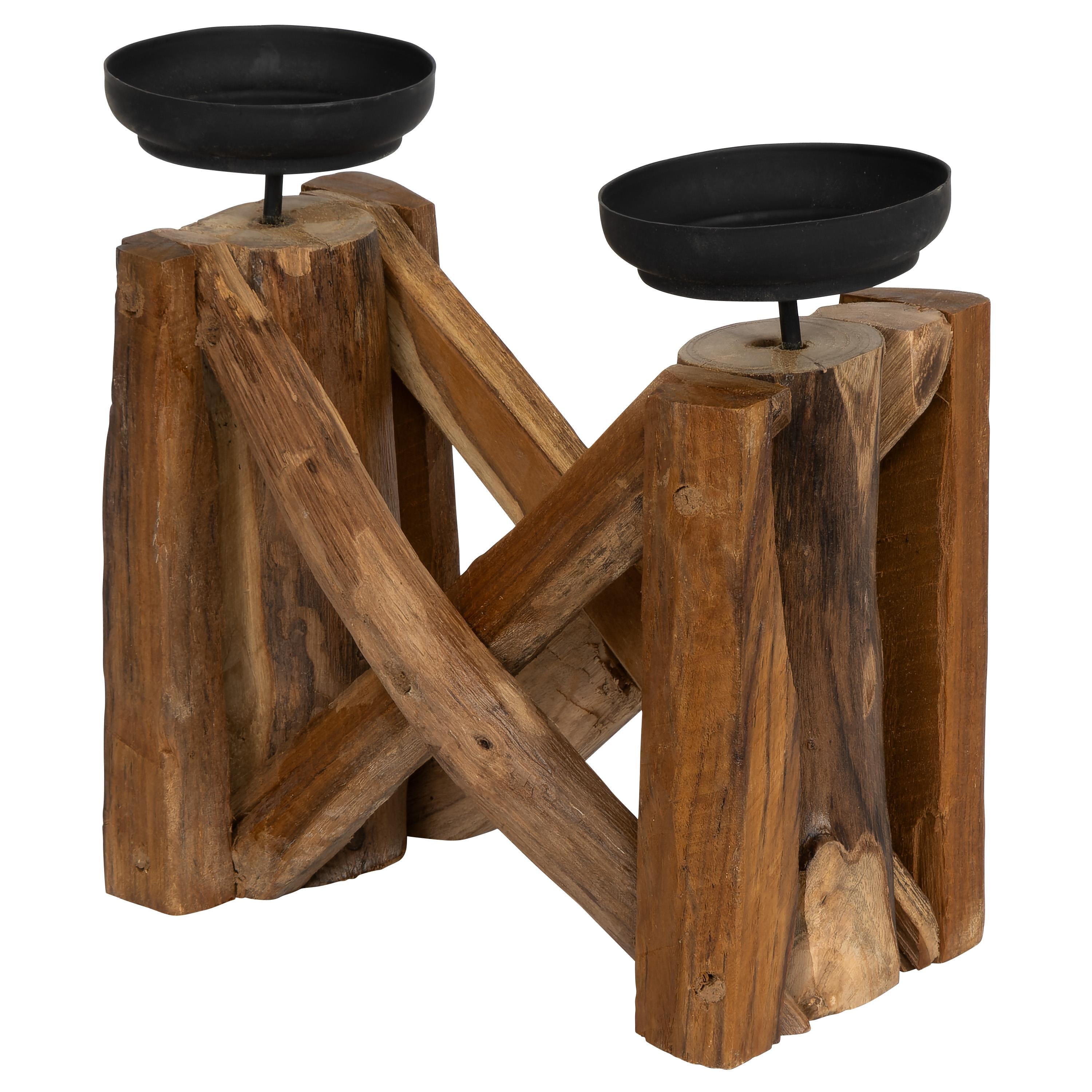 Dekoratif  2 li Mumluk Teak 25 cm x 20 cm x 20 cm