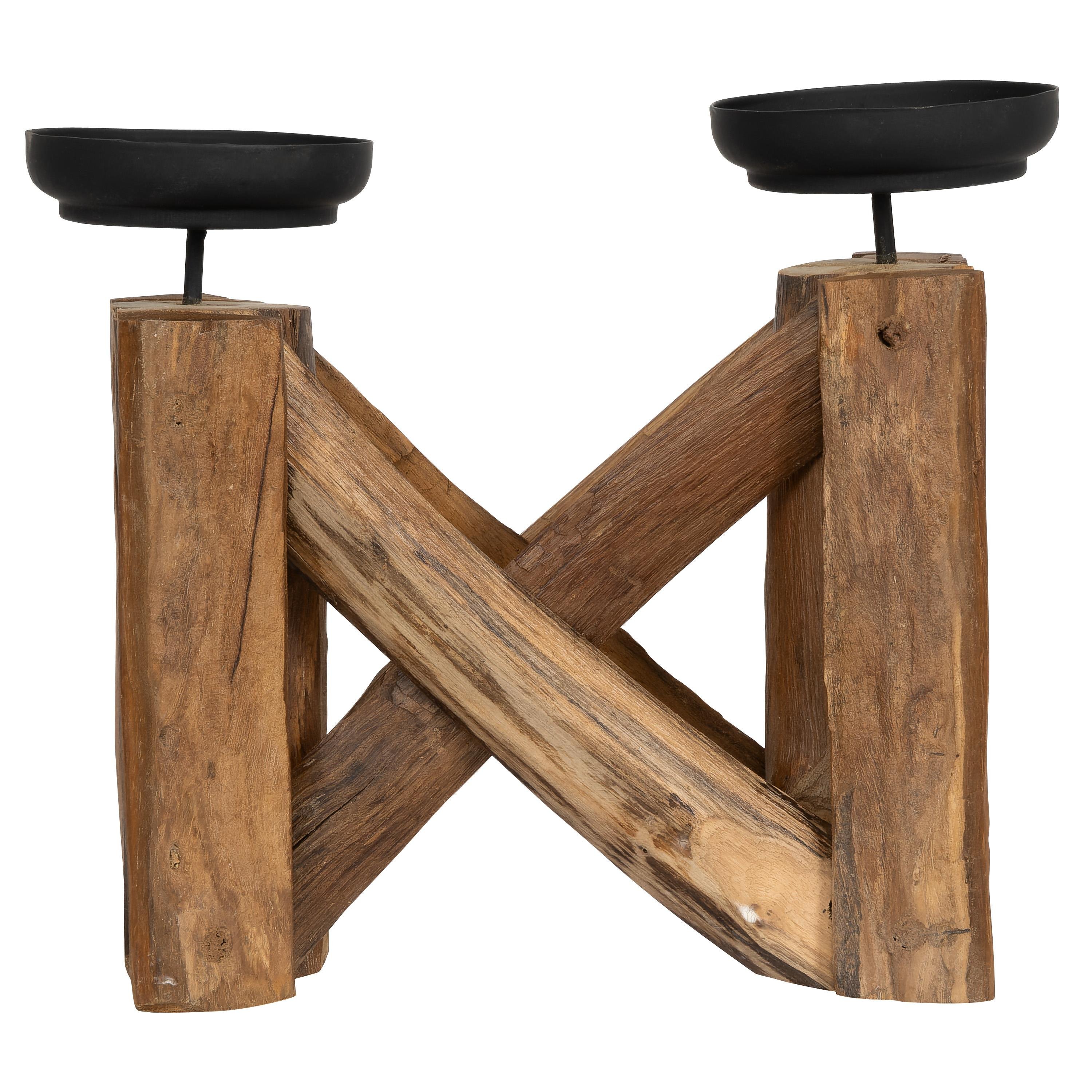 Dekoratif  2 li Mumluk Teak 25 cm x 20 cm x 20 cm
