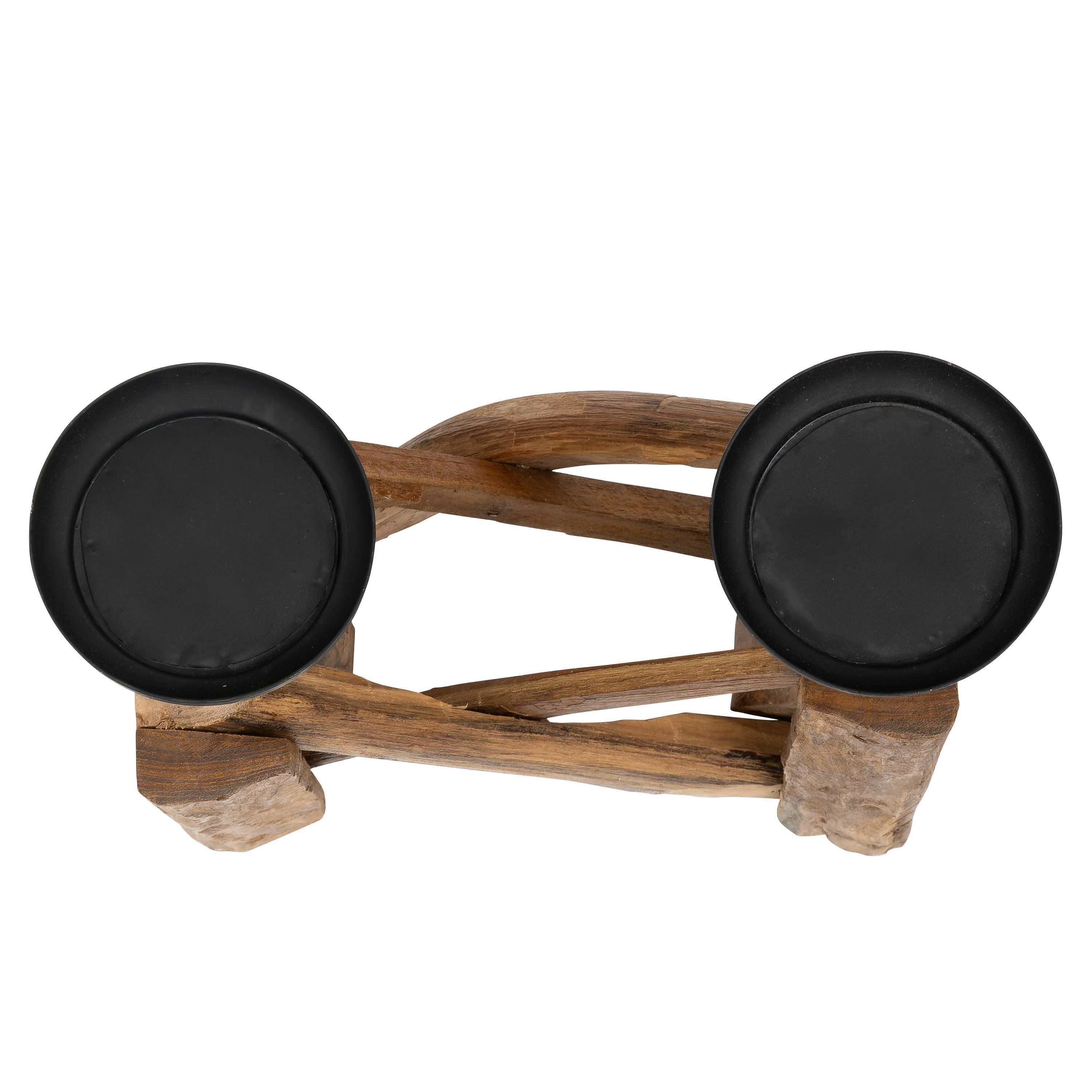 Dekoratif  2 li Mumluk Teak 25 cm x 20 cm x 20 cm