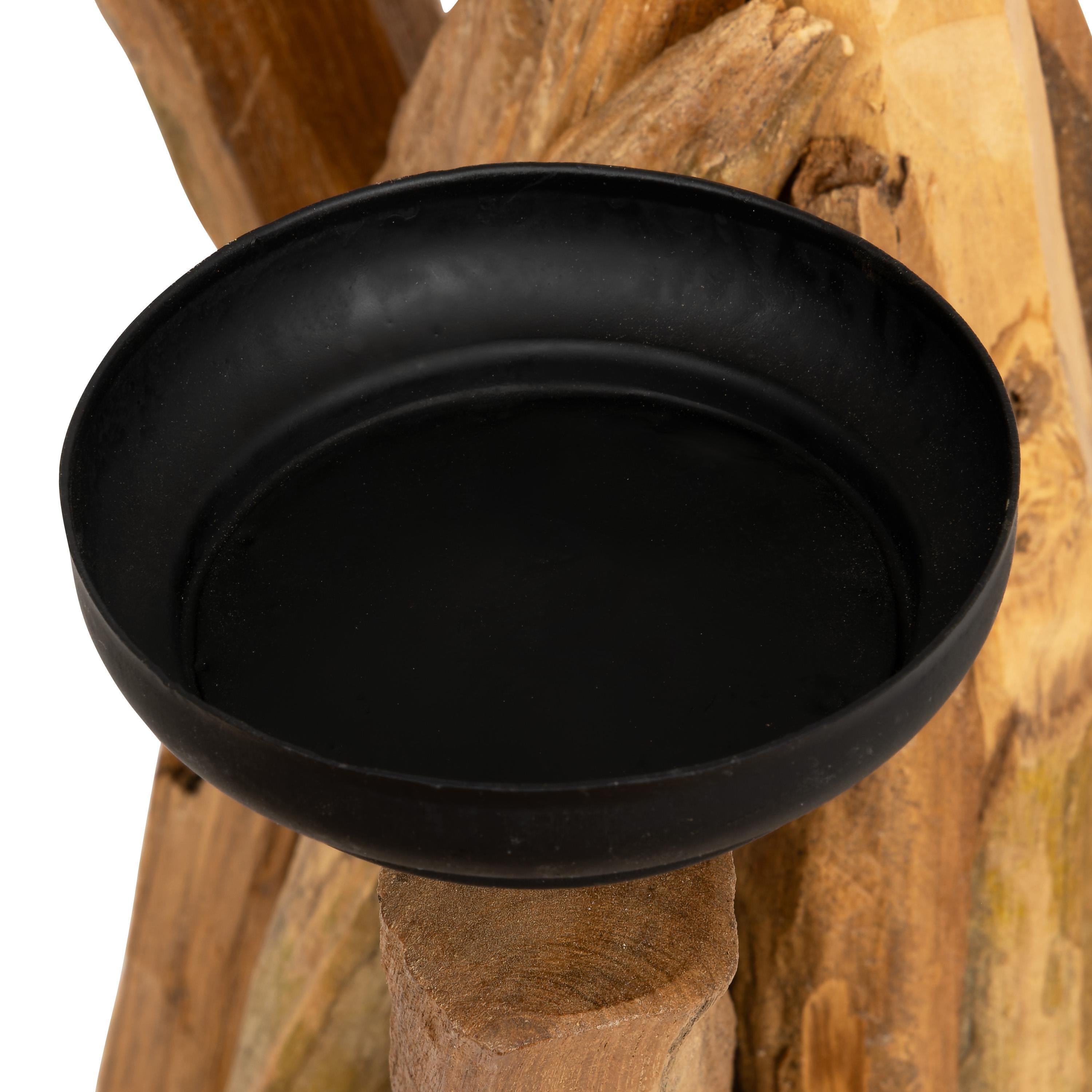 Dekoratif  3 lü  Mumluk Teak 32 cm x 32 cm x 66 cm