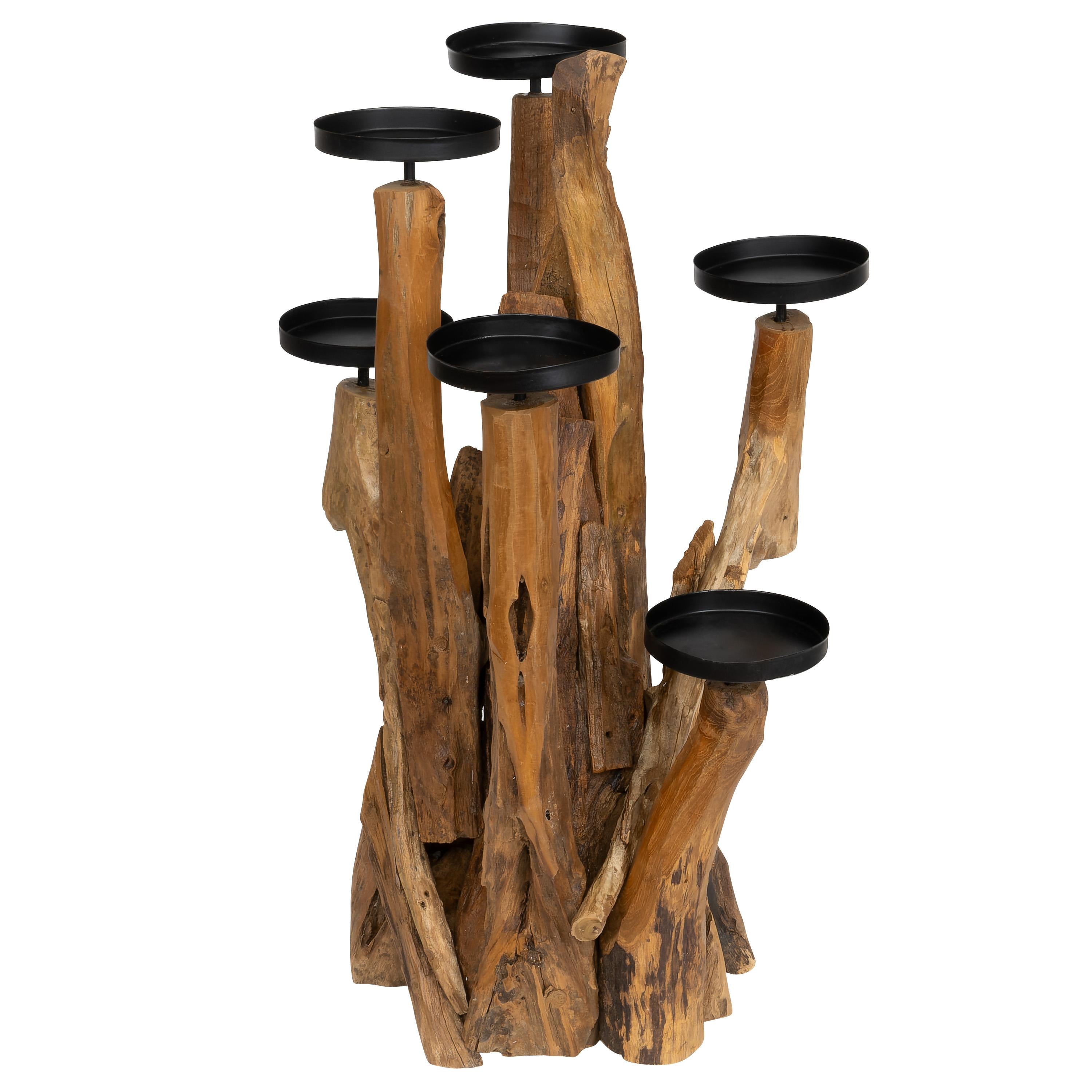 Dekoratif  6 lı  Mumluk Teak 25 cm x 22 cm x25 cm