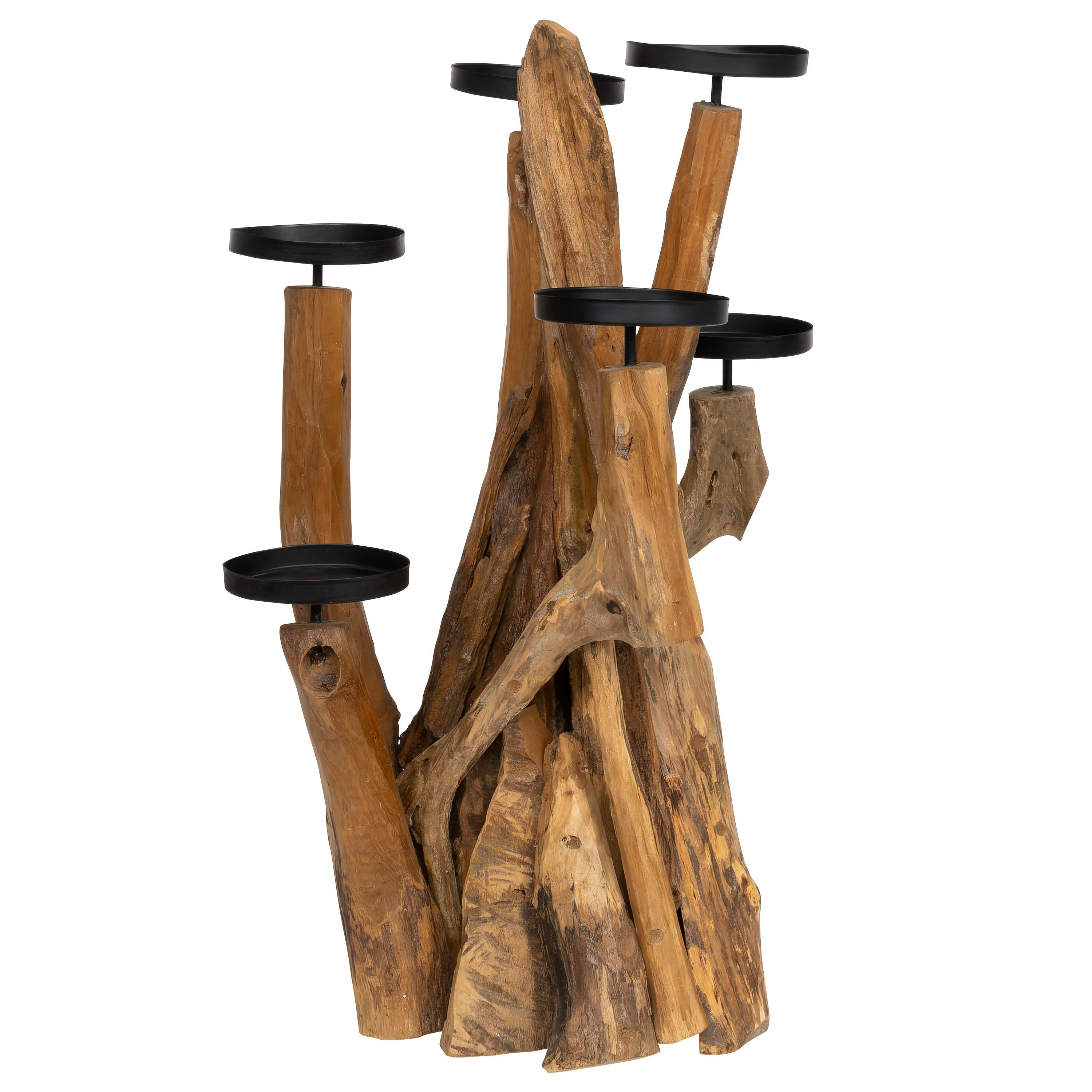 Dekoratif  6 lı  Mumluk Teak 25 cm x 22 cm x25 cm