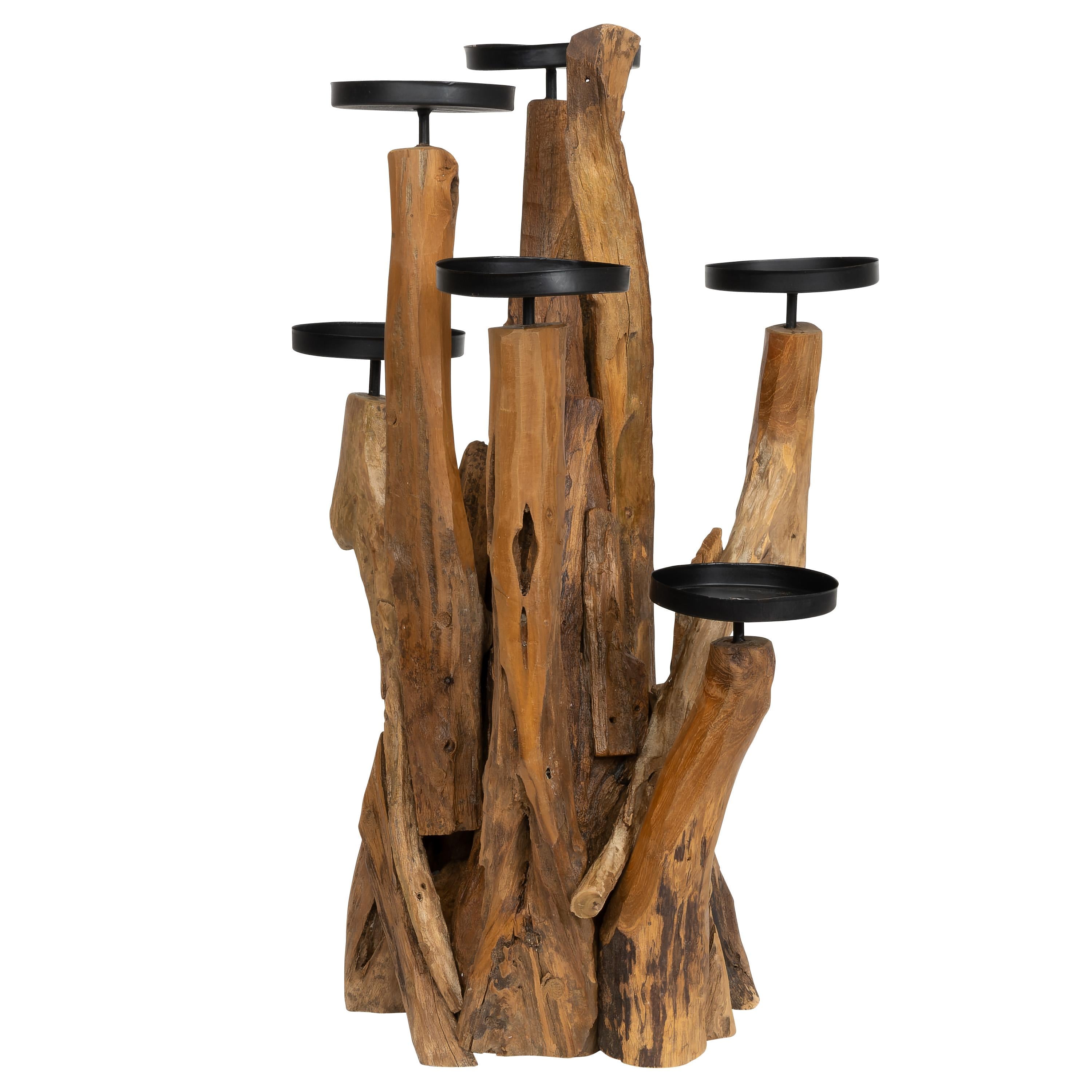 Dekoratif  6 lı  Mumluk Teak 25 cm x 22 cm x25 cm