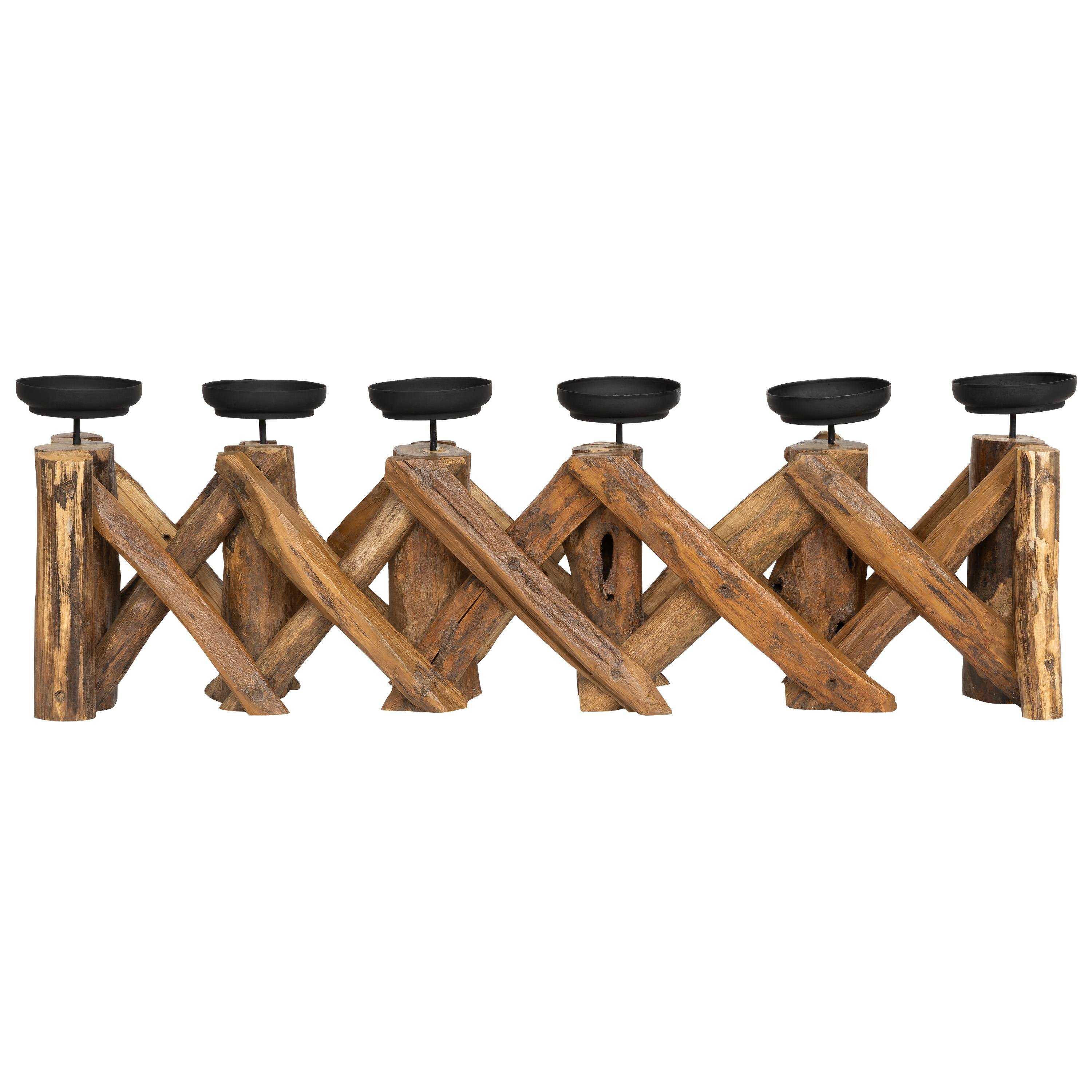 Dekoratif  6 lı  Mumluk Teak 72 cm x 20 cm x 20 cm