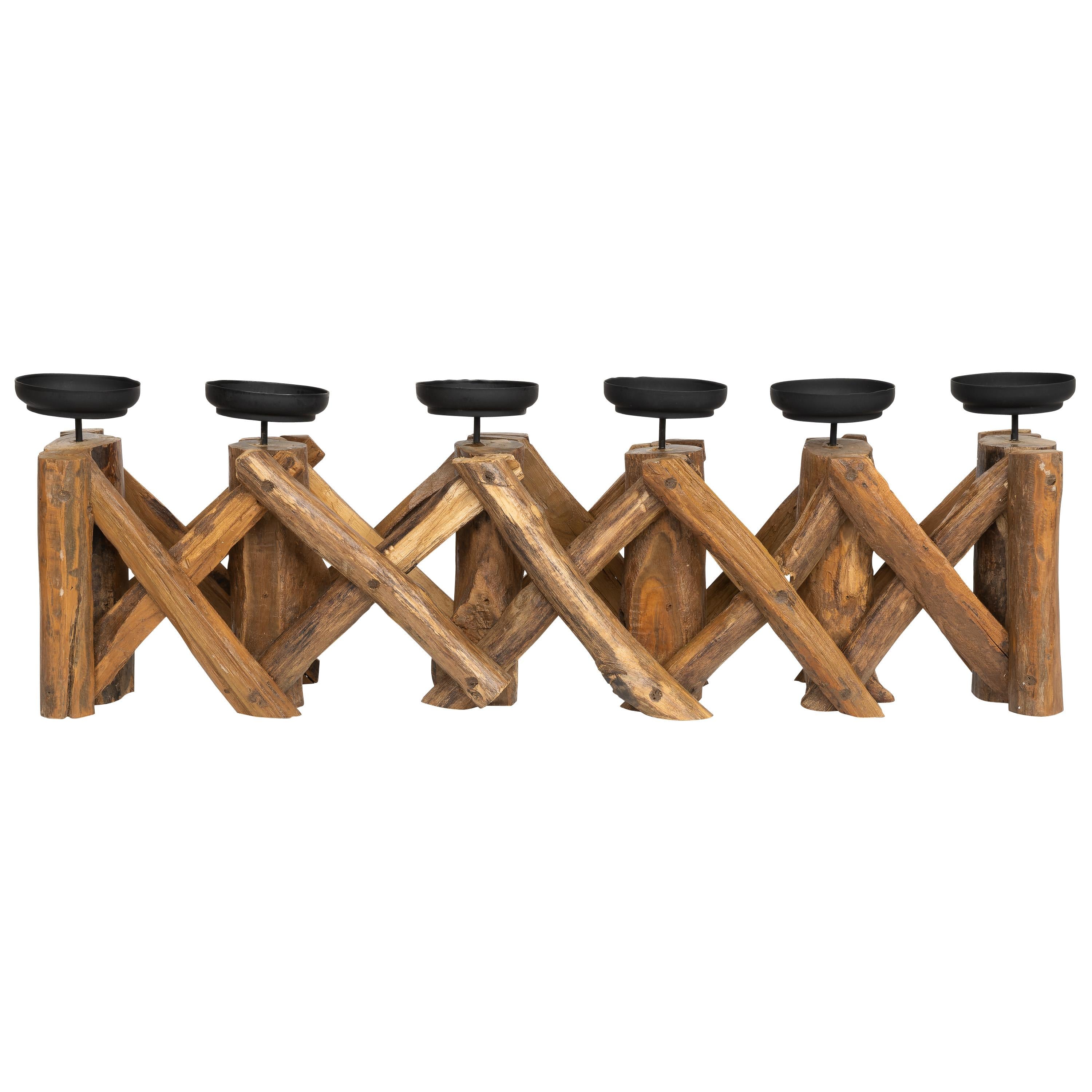 Dekoratif  6 lı  Mumluk Teak 72 cm x 20 cm x 20 cm