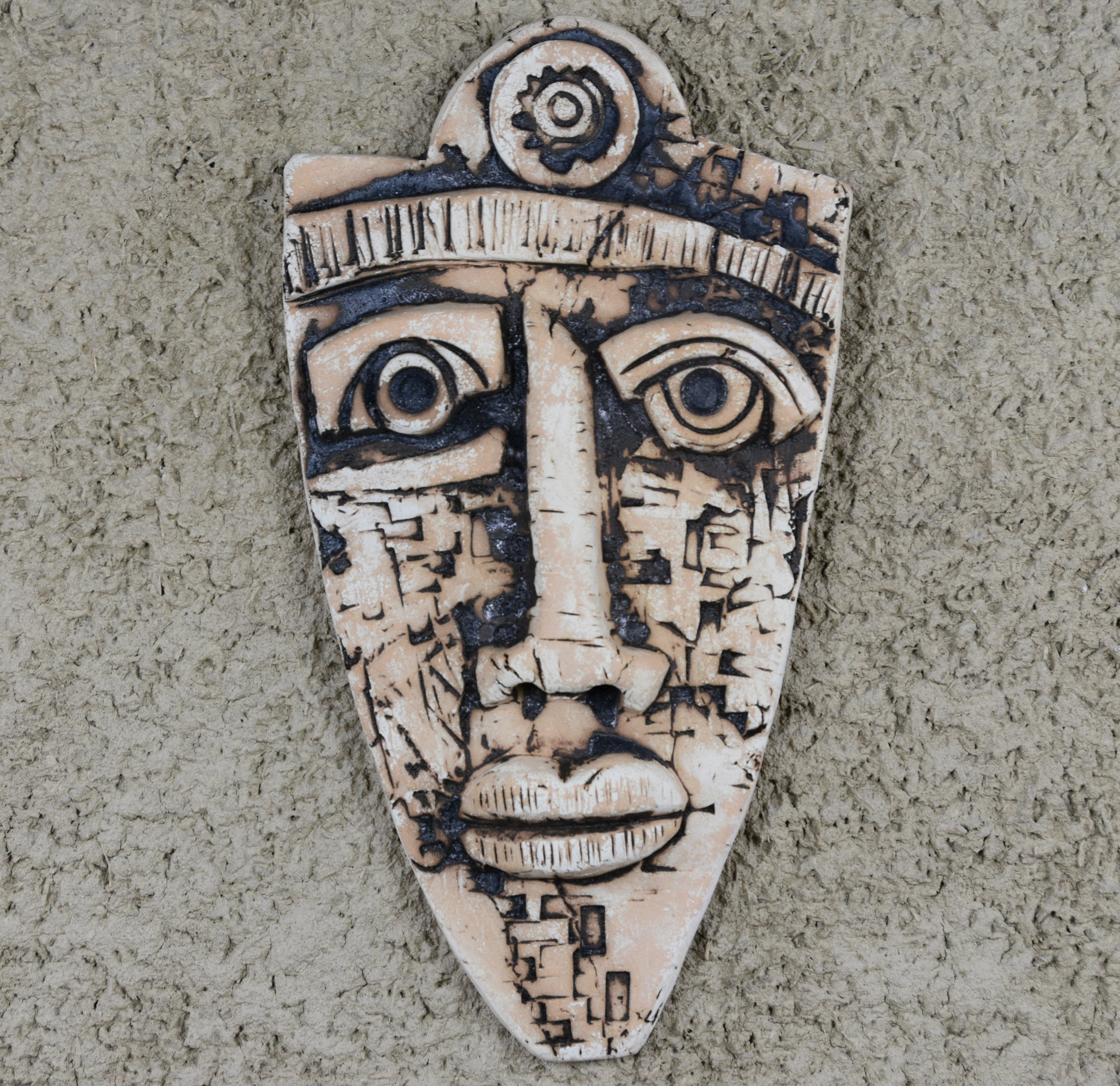 Dekoratif Etnik Seramik Yüz Maskesi Figür E- 30x55cm