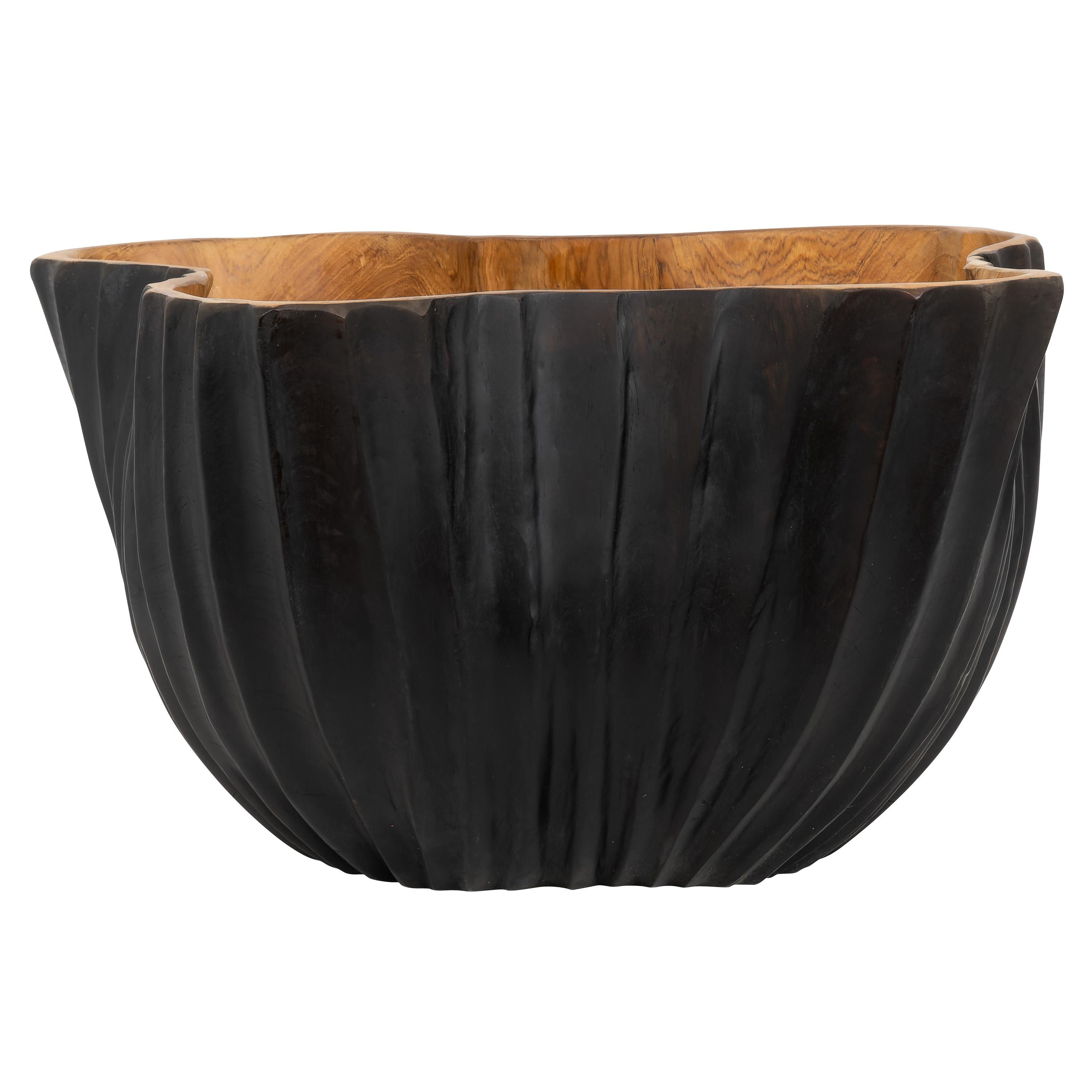 Dekoratif Gondol Lotus Yakma Siyah Teak  45 cm x 45 cm x 20 cm