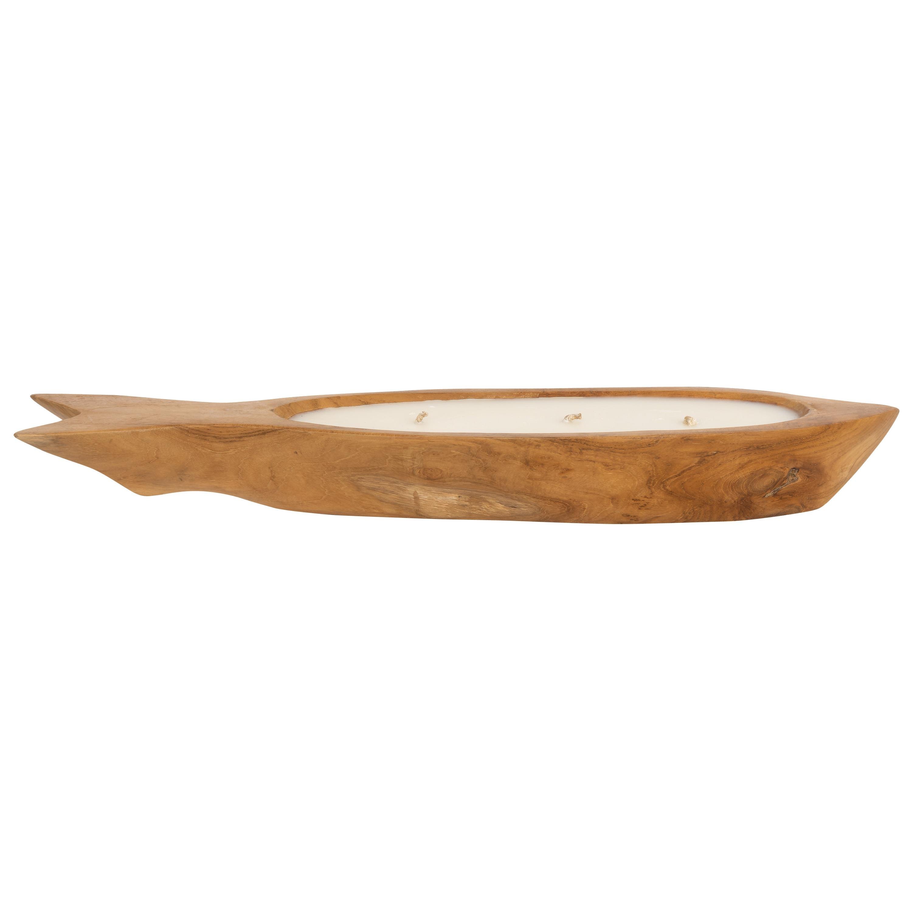 Dekoratif Mum Teak Balık Formu L  60 cm x 15 cm x 7 cm