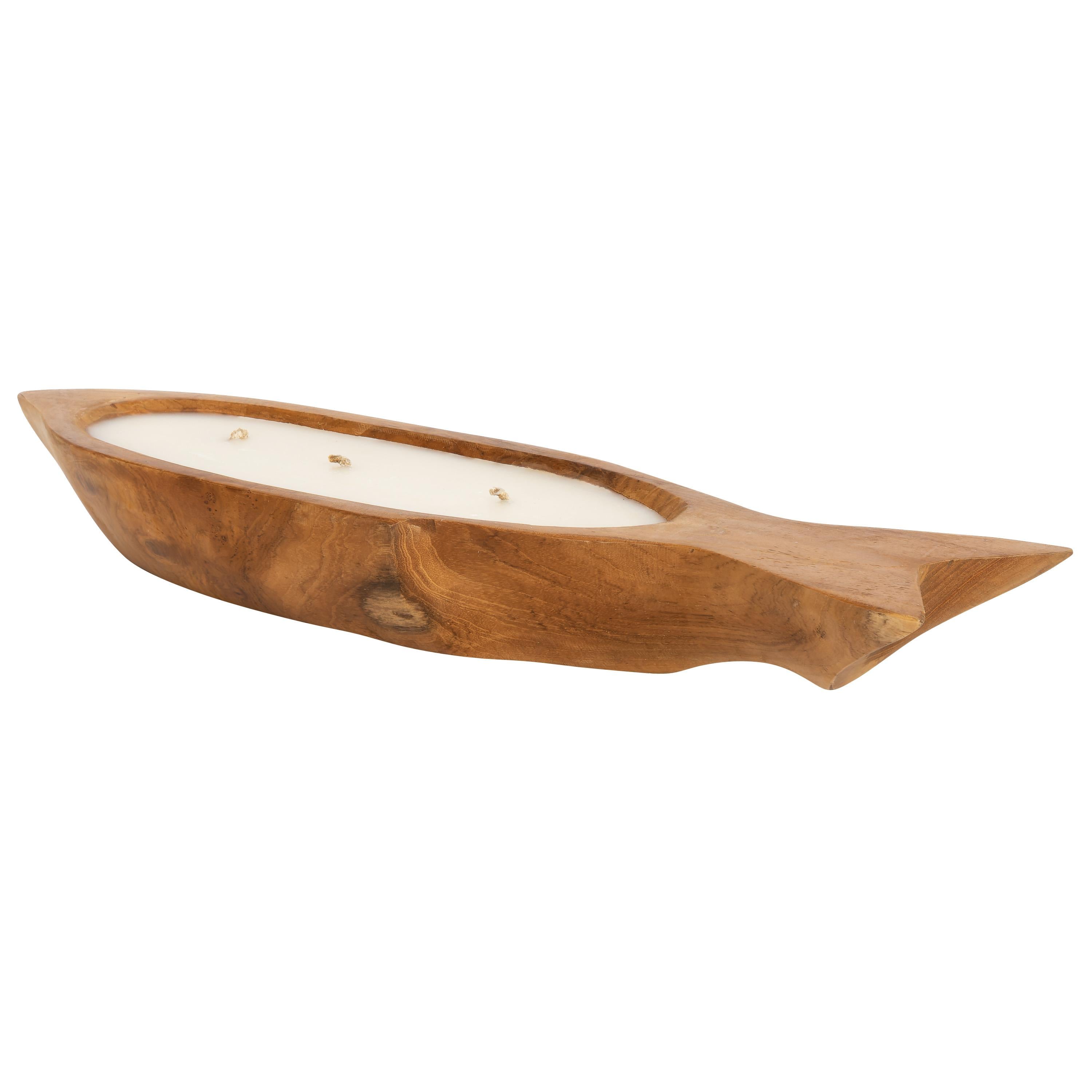 Dekoratif Mum Teak Balık Formu L  60 cm x 15 cm x 7 cm