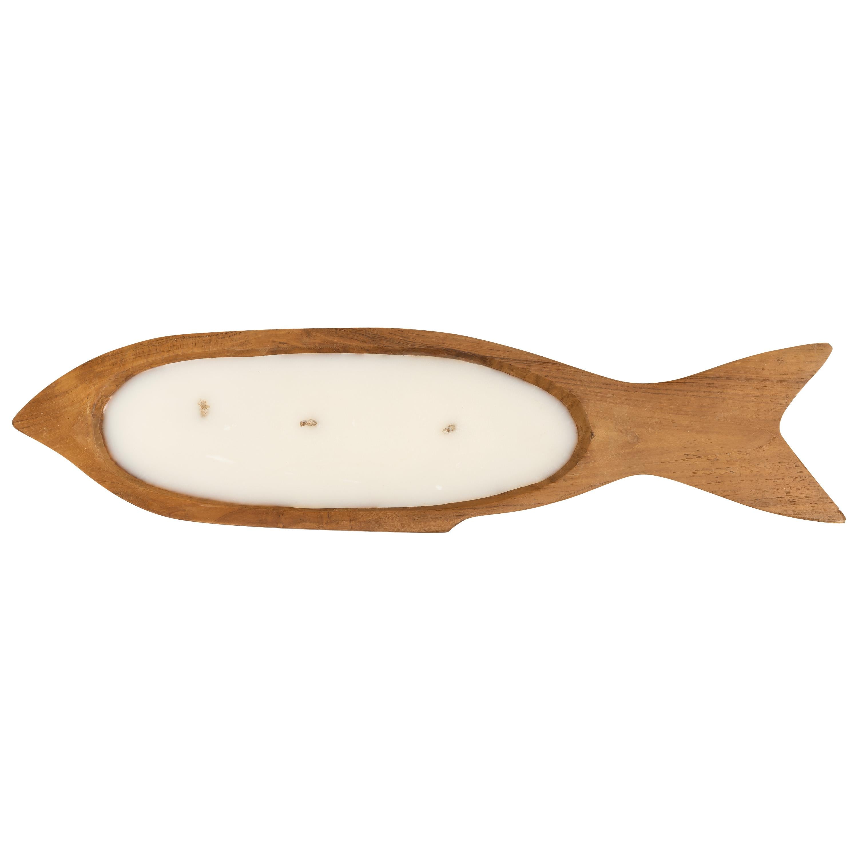 Dekoratif Mum Teak Balık Formu L  60 cm x 15 cm x 7 cm