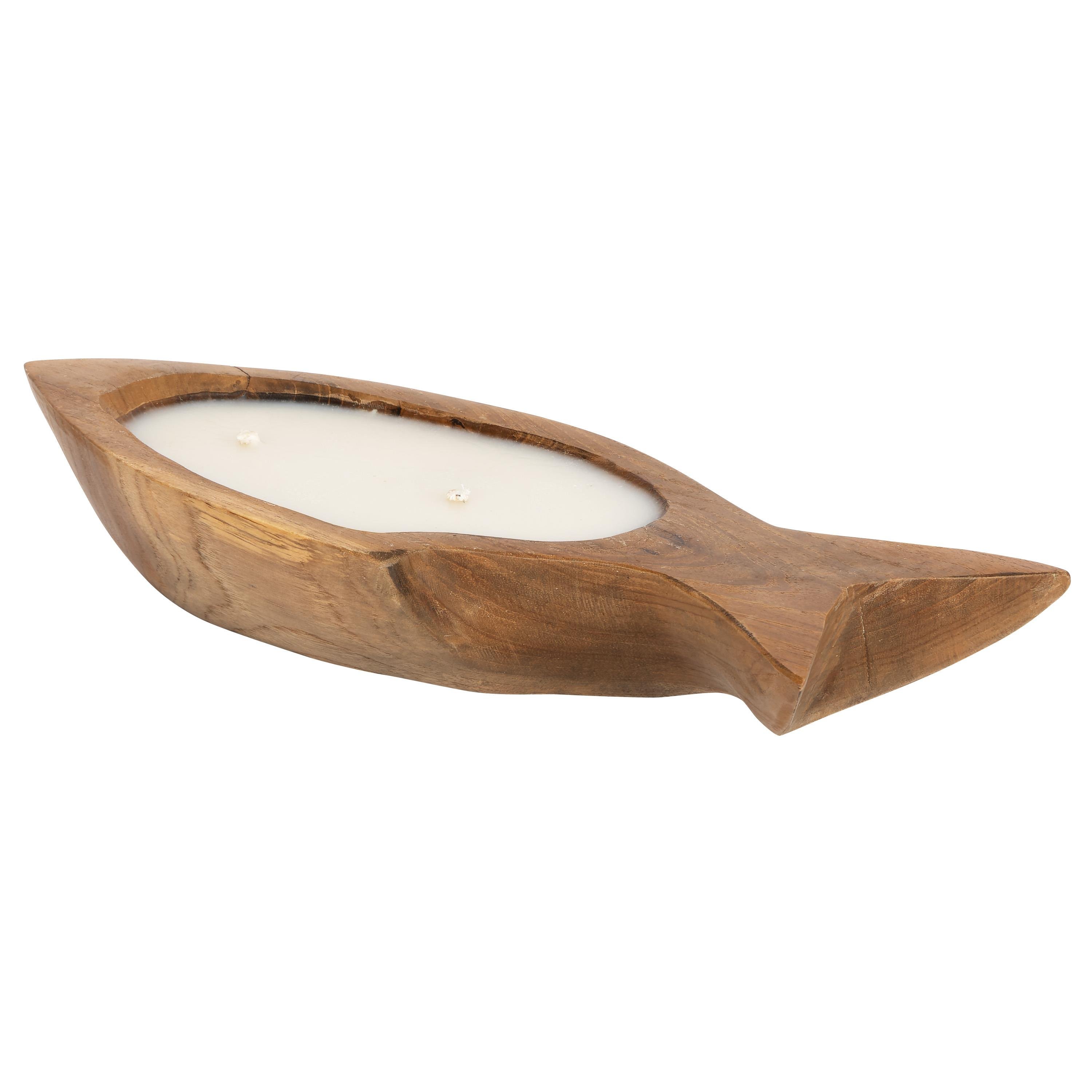Dekoratif Mum Teak Balık Formu  S 40 cm x 13 cm x 6 cm