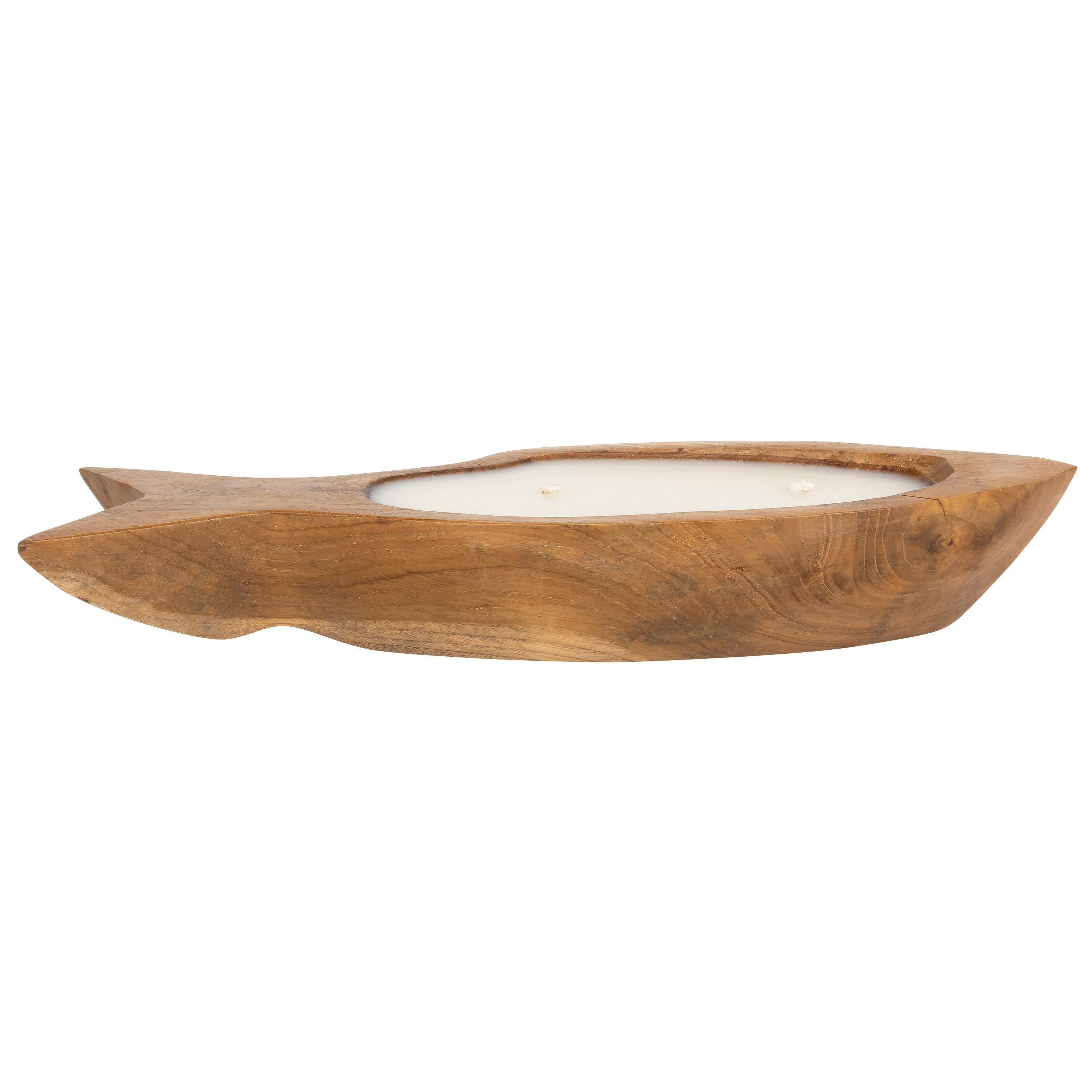Dekoratif Mum Teak Balık Formu  S 40 cm x 13 cm x 6 cm
