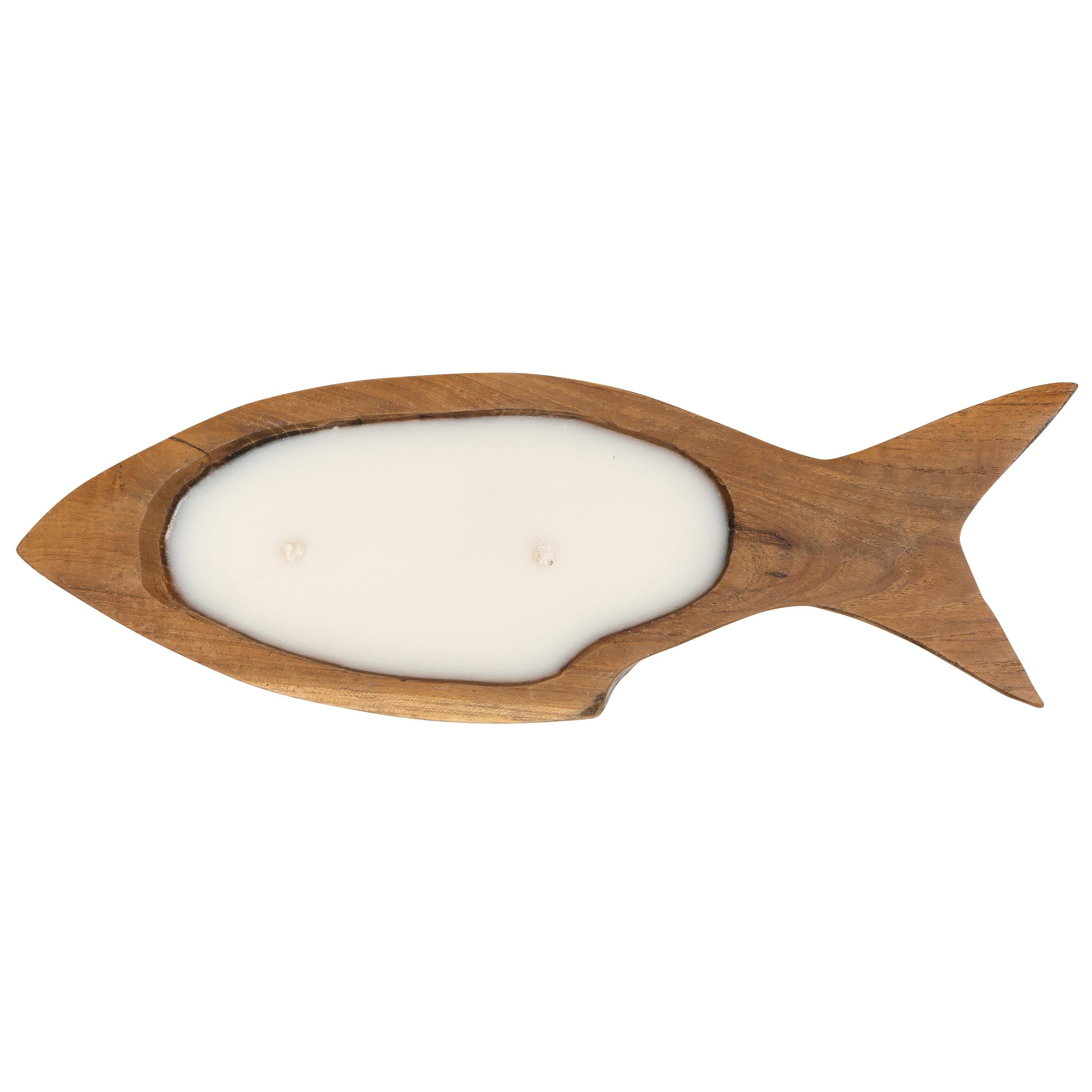 Dekoratif Mum Teak Balık Formu  S 40 cm x 13 cm x 6 cm