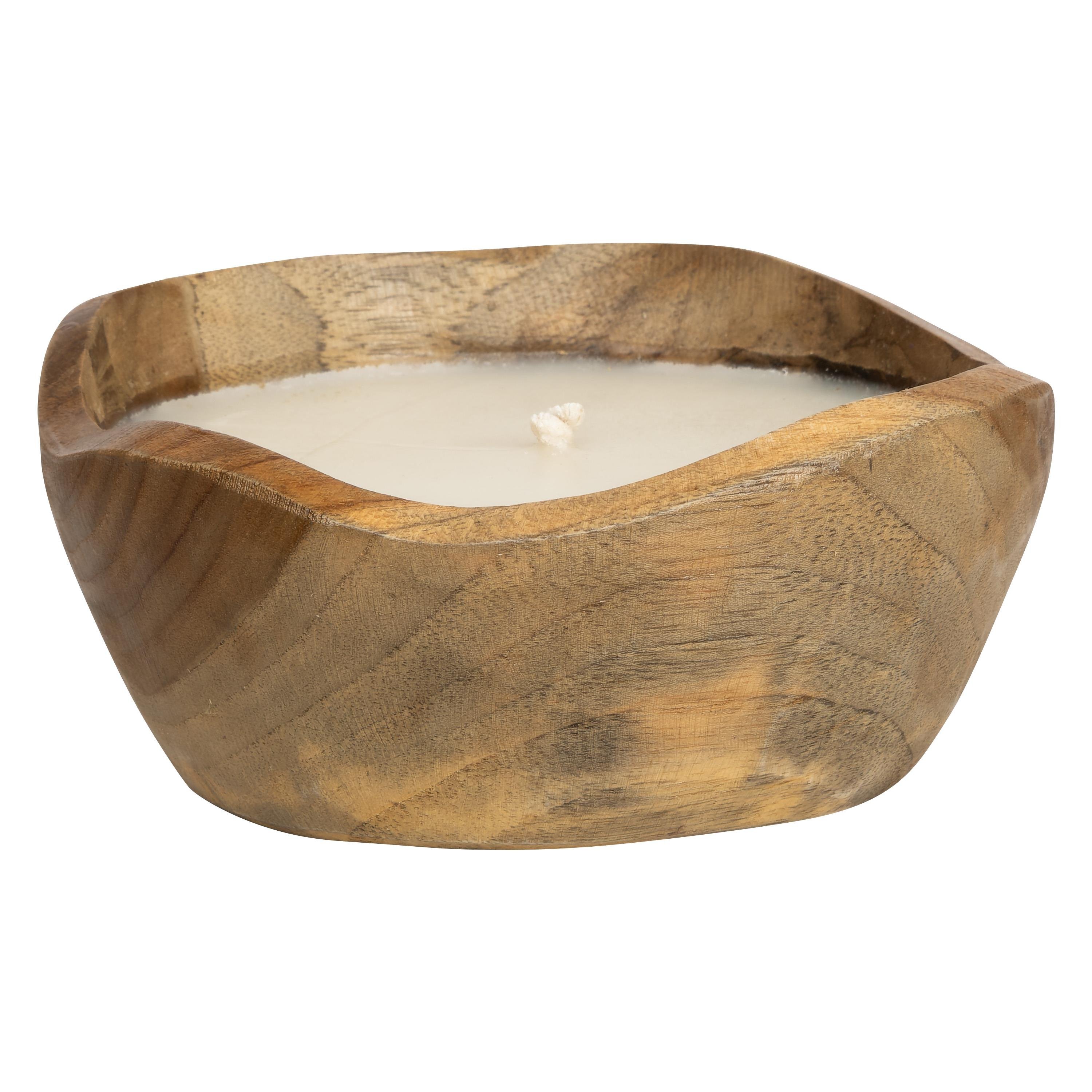 Dekoratif Mum Teak Oymalı Yuvarlak Form 16 cm x 16 cm x 5 cm