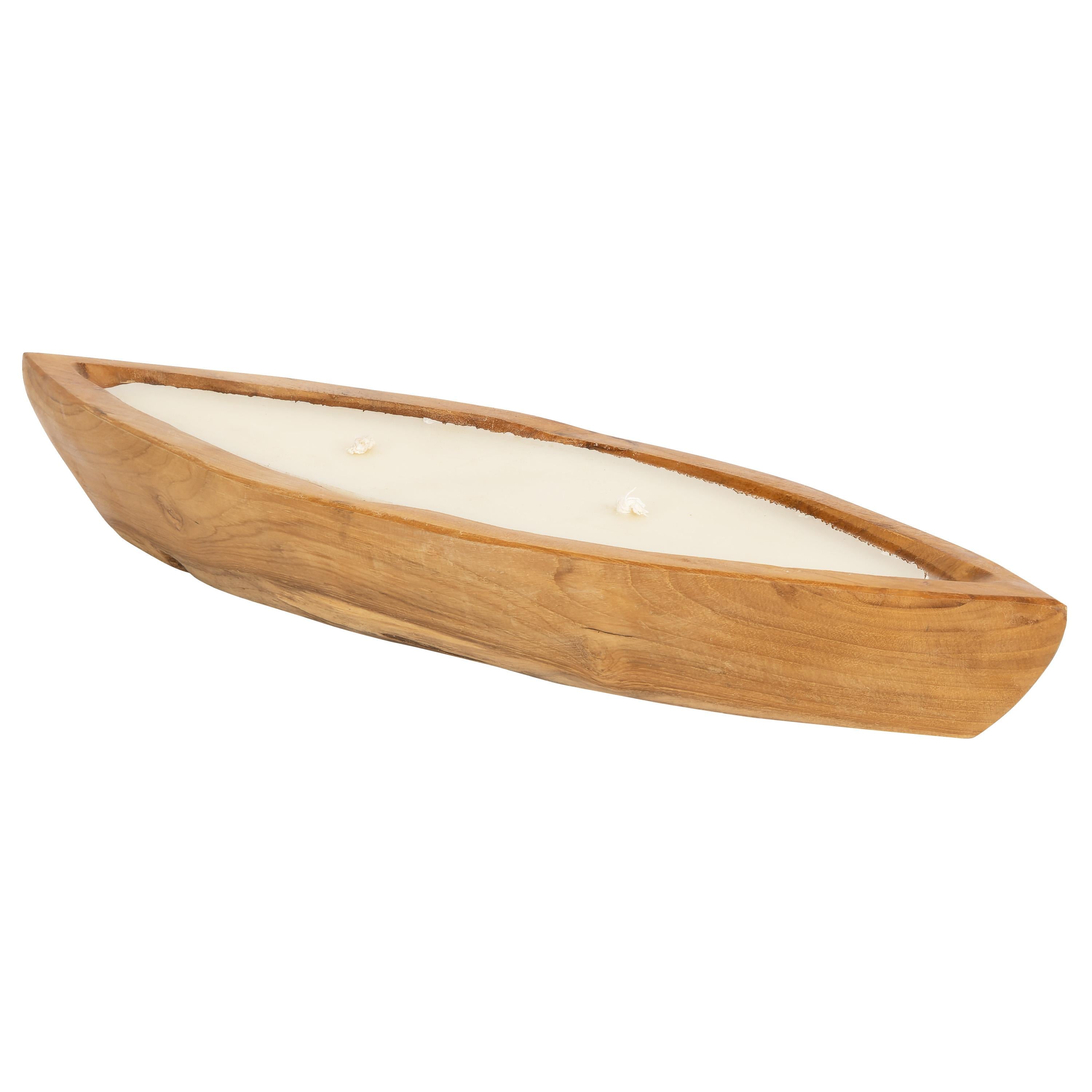 Dekoratif Mum Teak Tekne Formu  S 45 cm x 13 cm x 7 cm