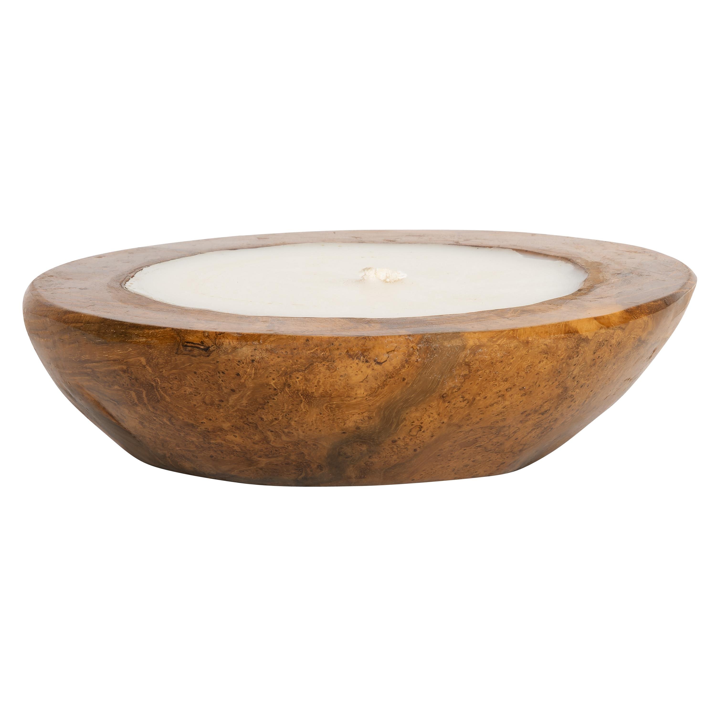 Dekoratif Mum Teak Yuvarlak Form  20 cm x 20 cm x 8 cm