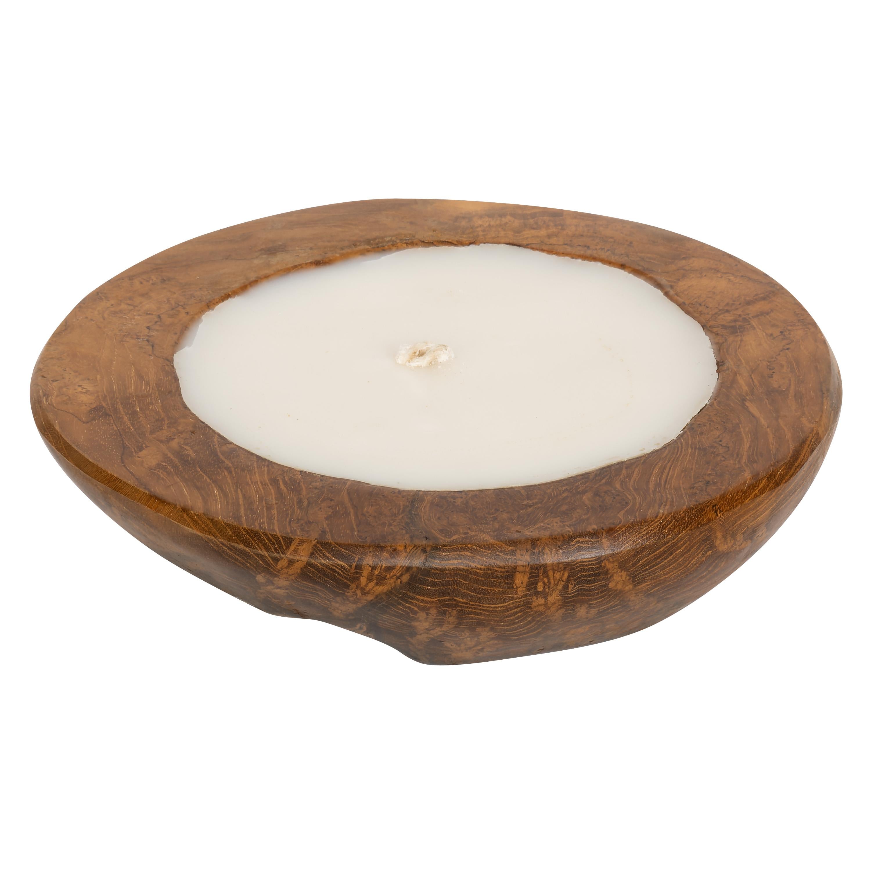 Dekoratif Mum Teak Yuvarlak Form  20 cm x 20 cm x 8 cm