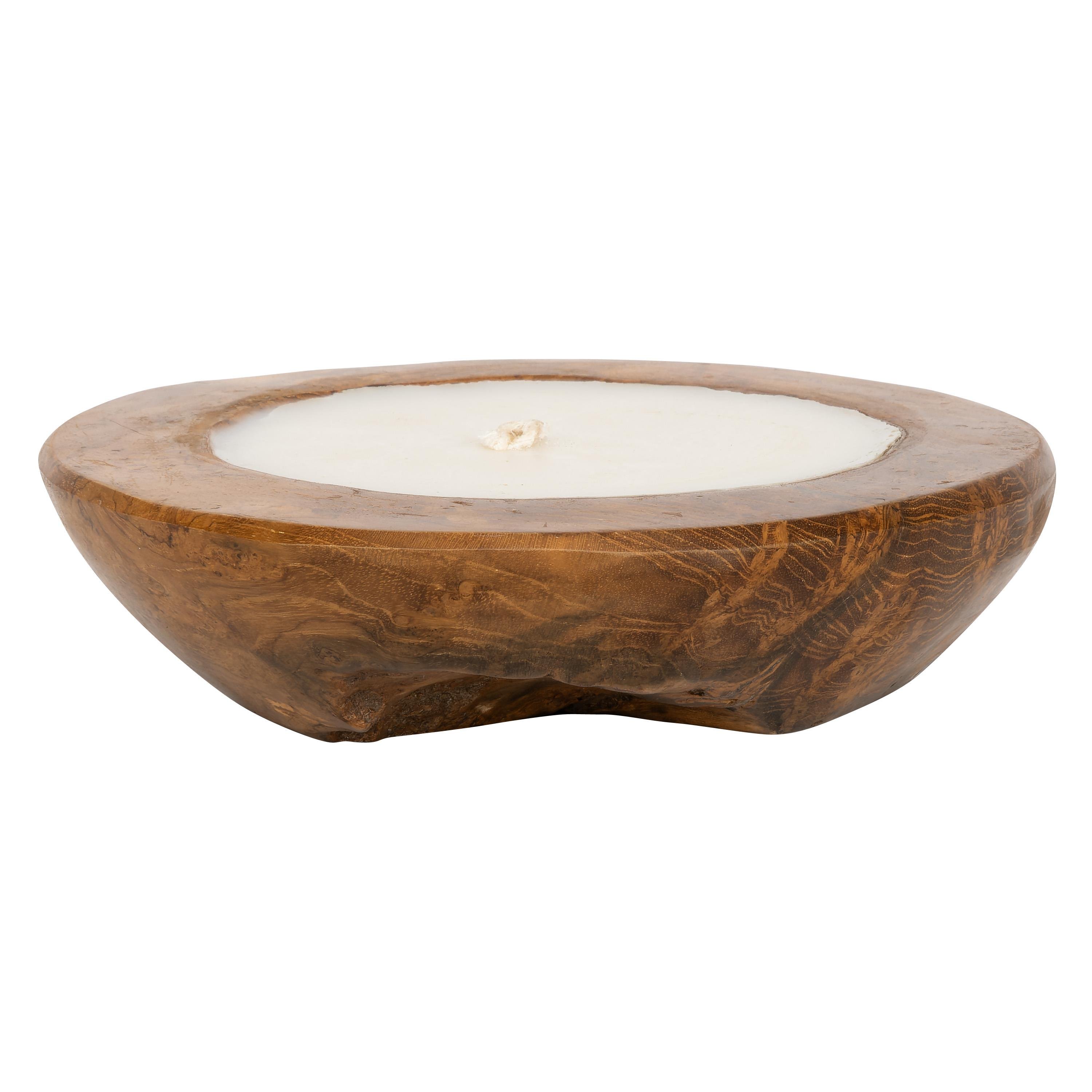 Dekoratif Mum Teak Yuvarlak Form  20 cm x 20 cm x 8 cm