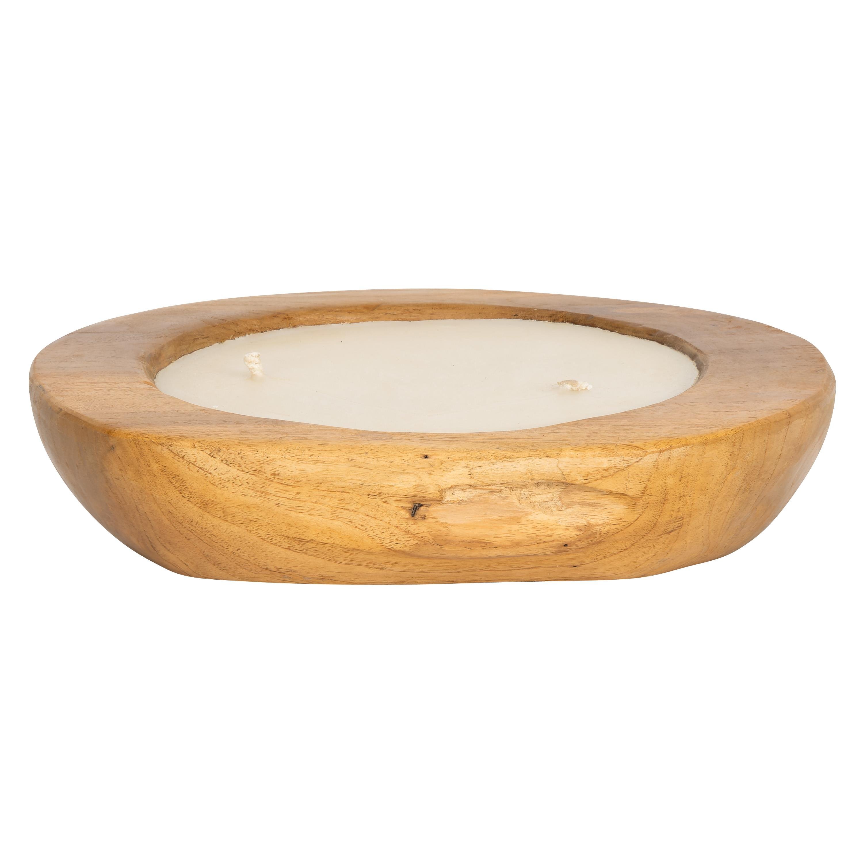Dekoratif Mum Teak Yuvarlak Form  30 cm x 30 cm x 9 cm