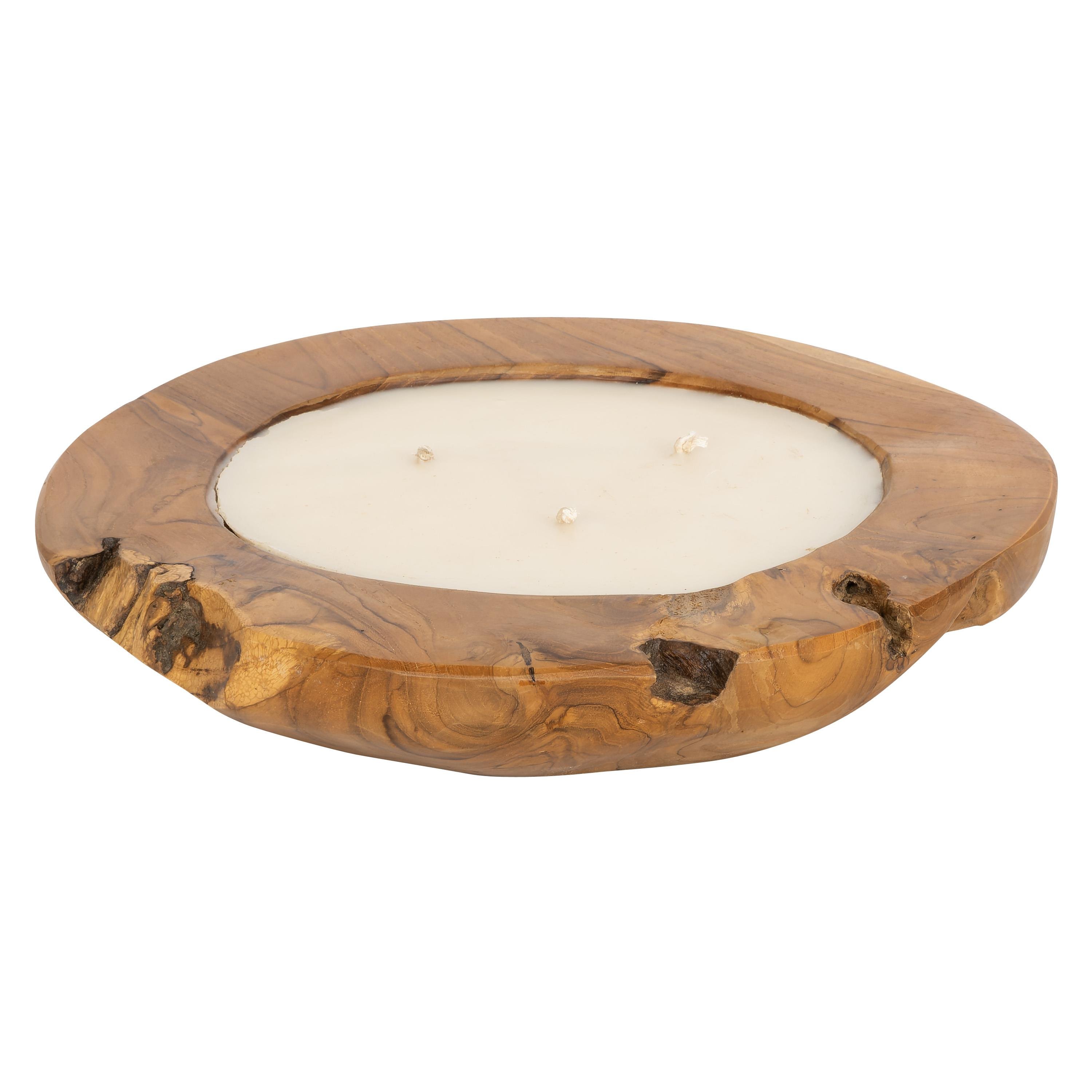 Dekoratif Mum Teak Yuvarlak Form  40 cm x 40 cm x 12 cm