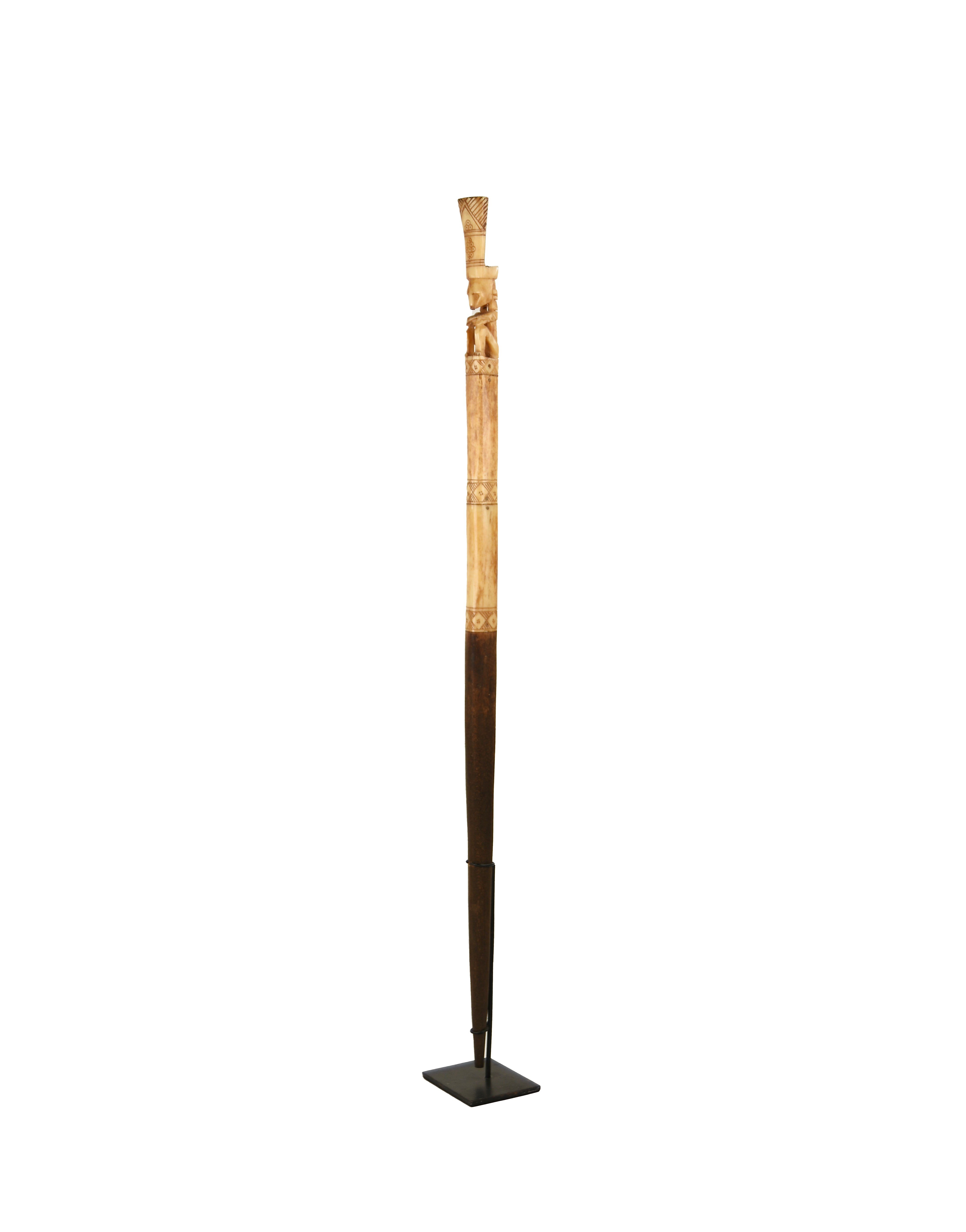 Doğal Kemik Yerli Figürlü Etnik Dekoratif Obje 77 cm
