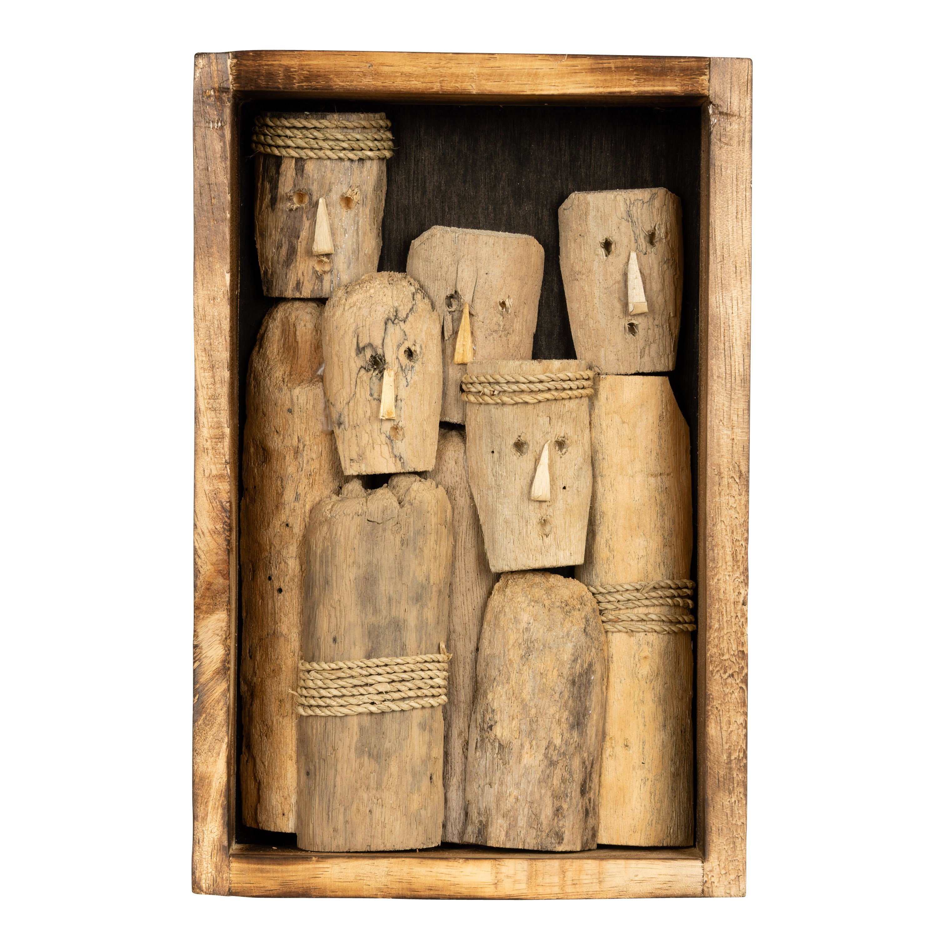 El Oyması İnsan Figürlü Driftwood Ahşap Duvar Panosu 20 x 30 cm (Type 4)