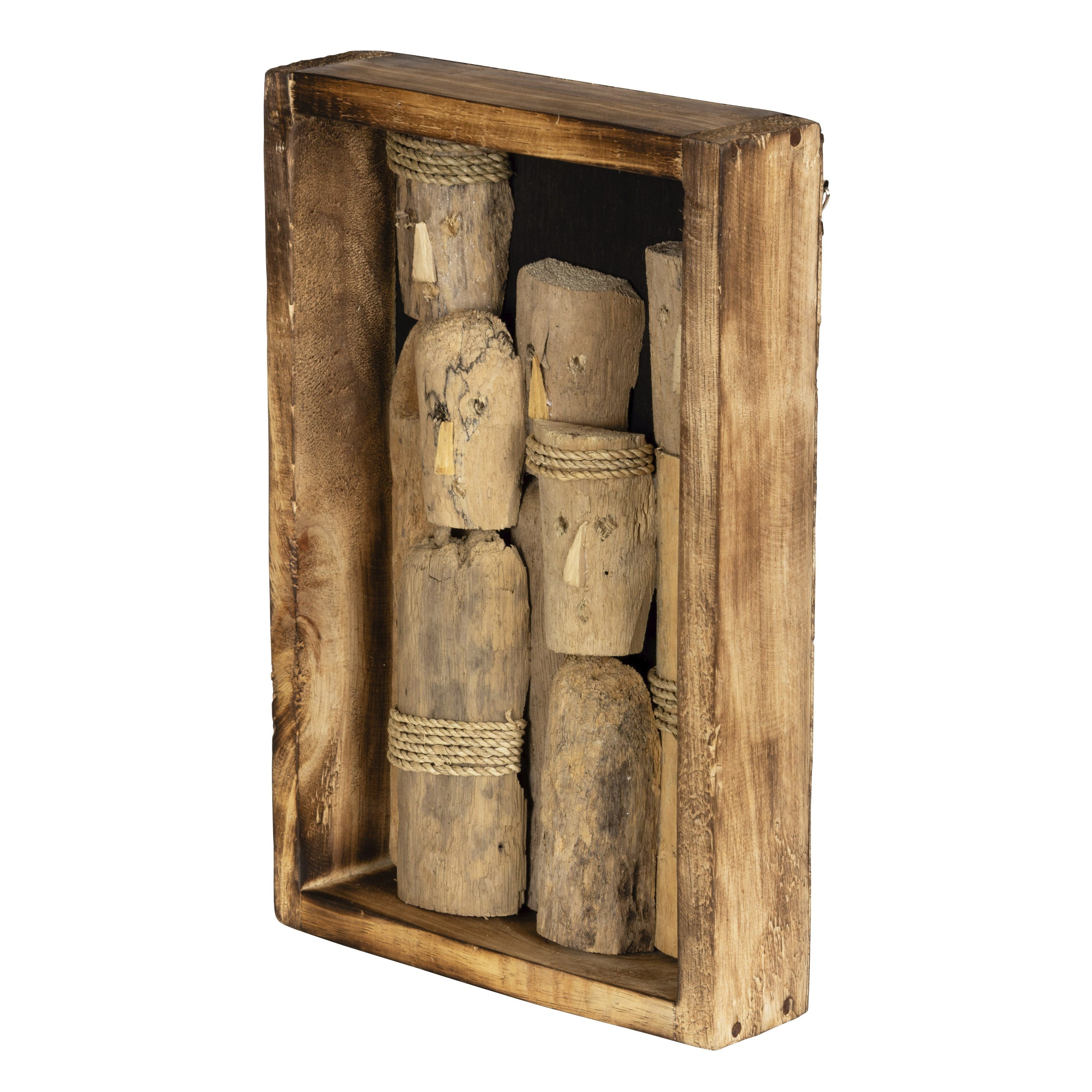 El Oyması İnsan Figürlü Driftwood Ahşap Duvar Panosu 20 x 30 cm (Type 4)