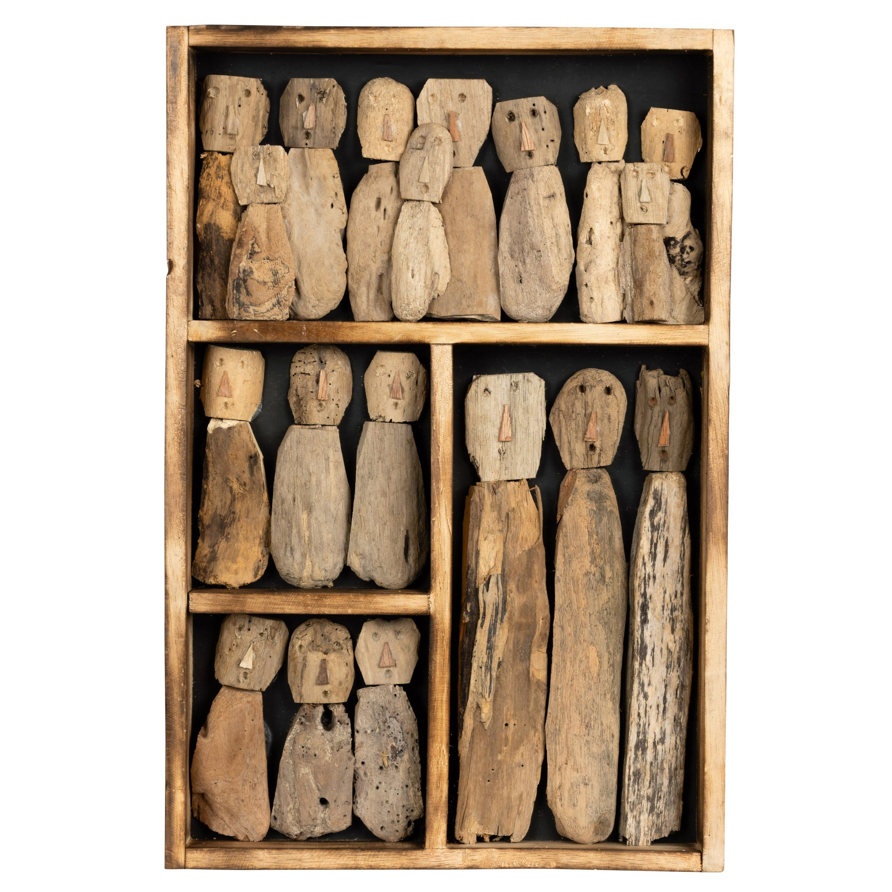 El Oyması İnsan Figürlü Driftwood Ahşap Duvar Panosu 40 x 60 cm (Type 5)