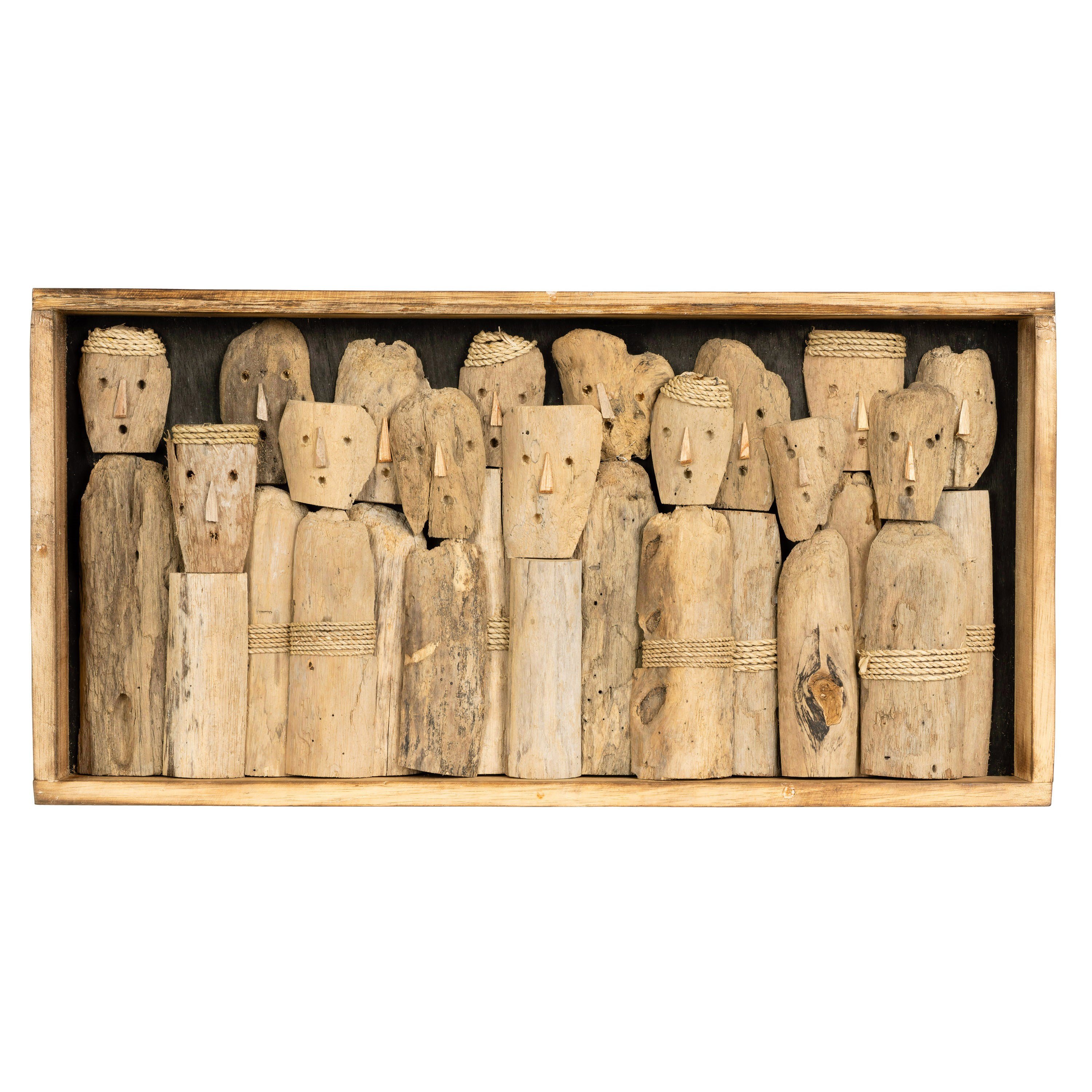 El Oyması İnsan Figürlü Driftwood Ahşap Duvar Panosu 30 x 60 cm (Type1)