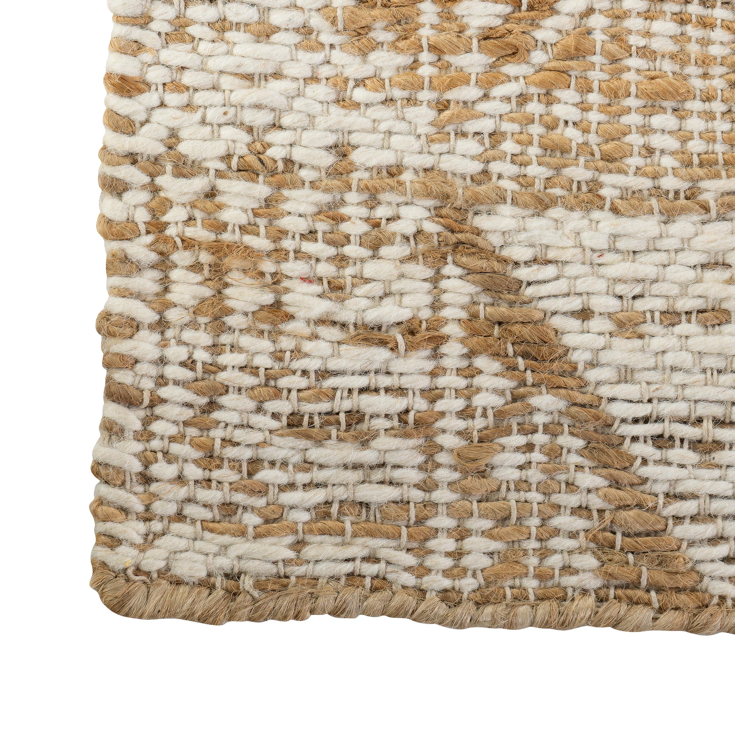 Halı Fas Jakarlı Dokuma Jüt + Yün  Naturel/Fildişi 160 cm x 230 cm