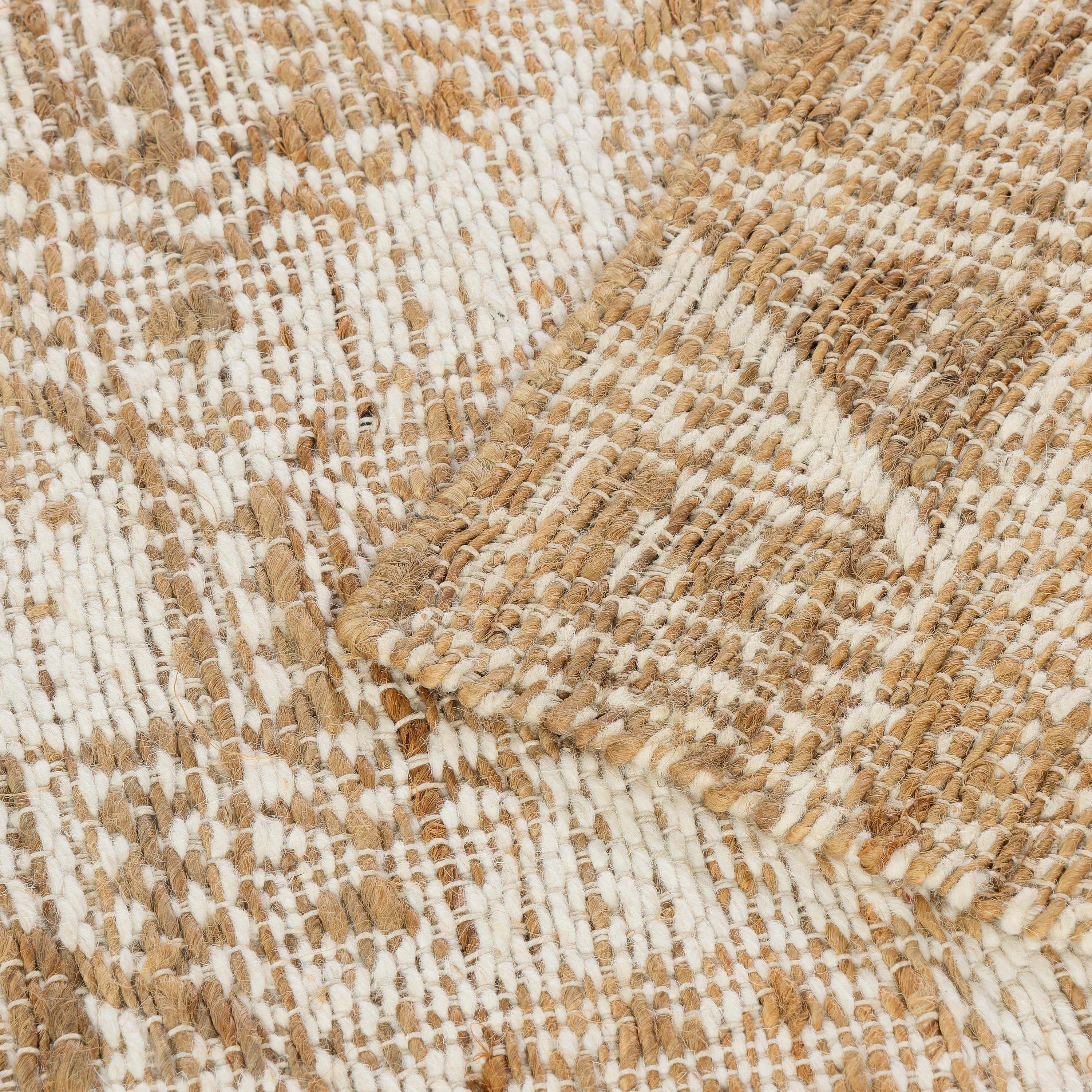 Halı Fas Jakarlı Dokuma Jüt + Yün  Naturel/Fildişi 160 cm x 230 cm