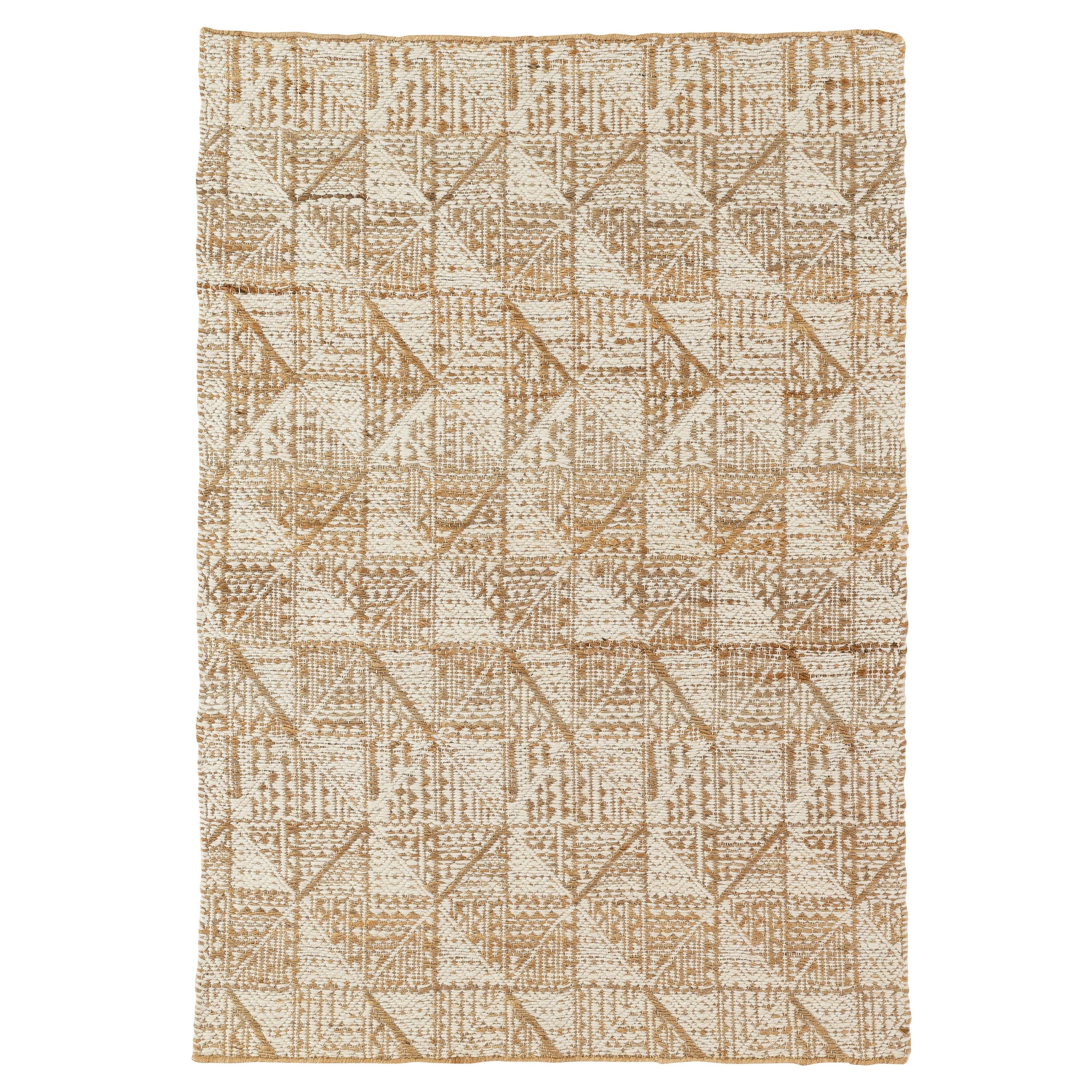 Halı Fas Jakarlı Dokuma Jüt + Yün  Naturel/Fildişi 120  cm x 180 cm