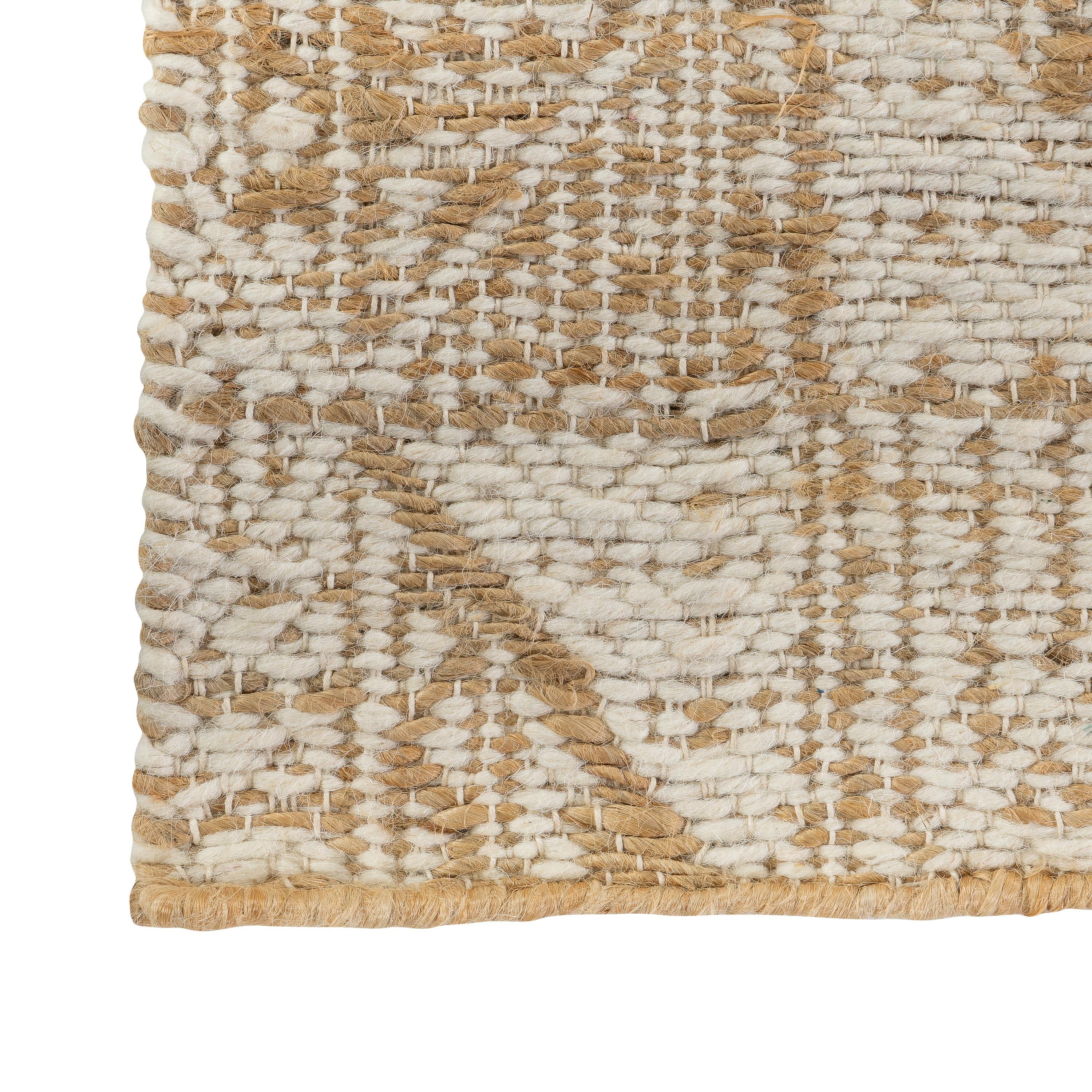 Halı Fas Jakarlı Dokuma Jüt + Yün  Naturel/Fildişi 120  cm x 180 cm