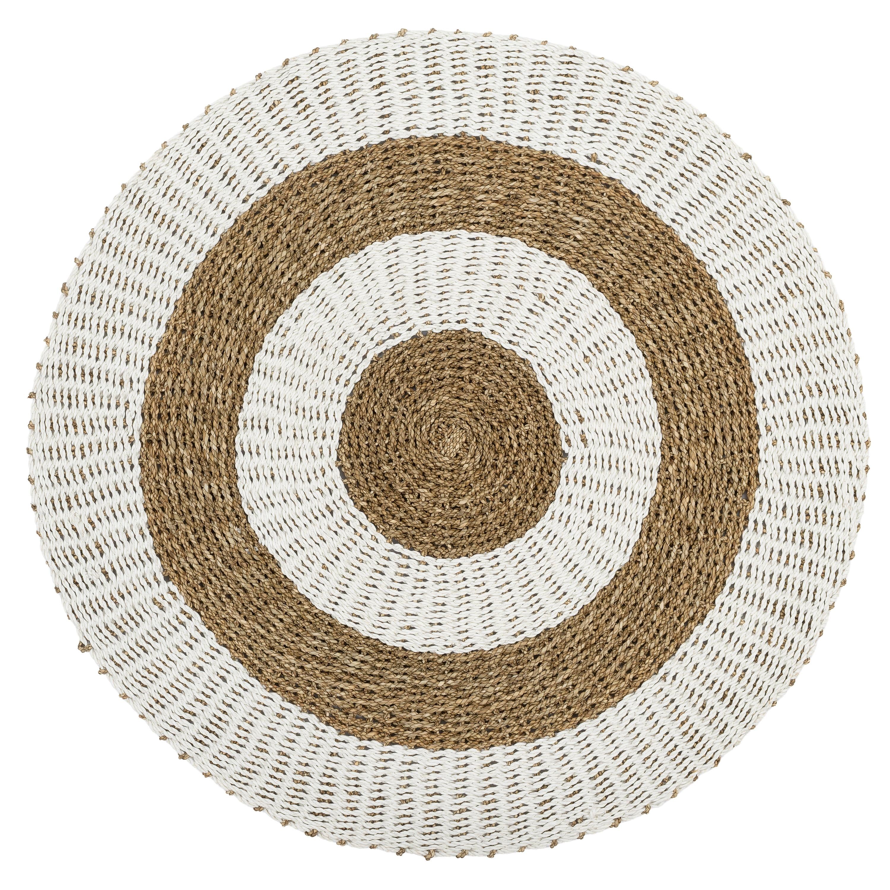 Kilim Jüt Naturel Beyaz Çizgili D.100 cm