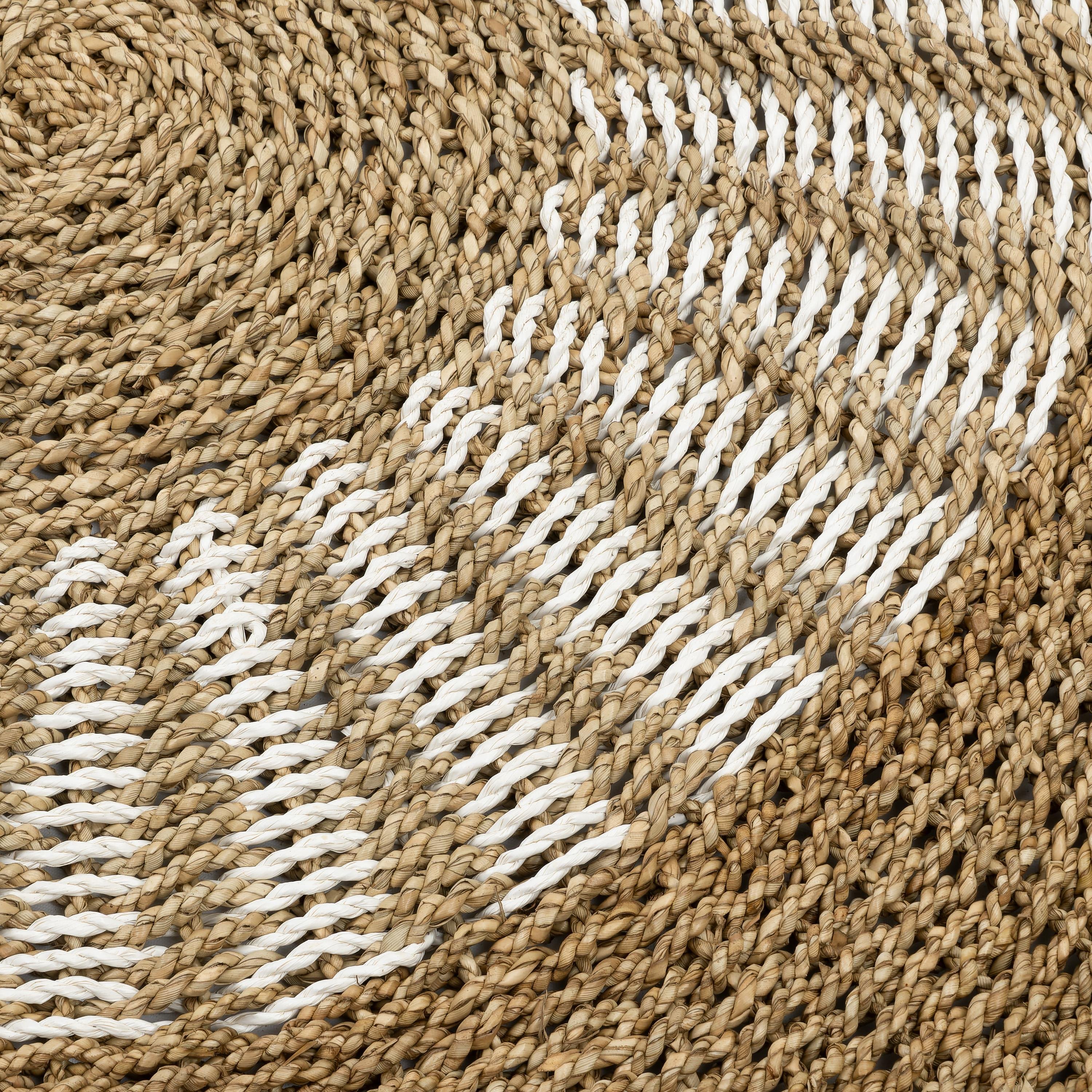 Kilim Jüt Naturel Beyaz Desenli D.150 cm