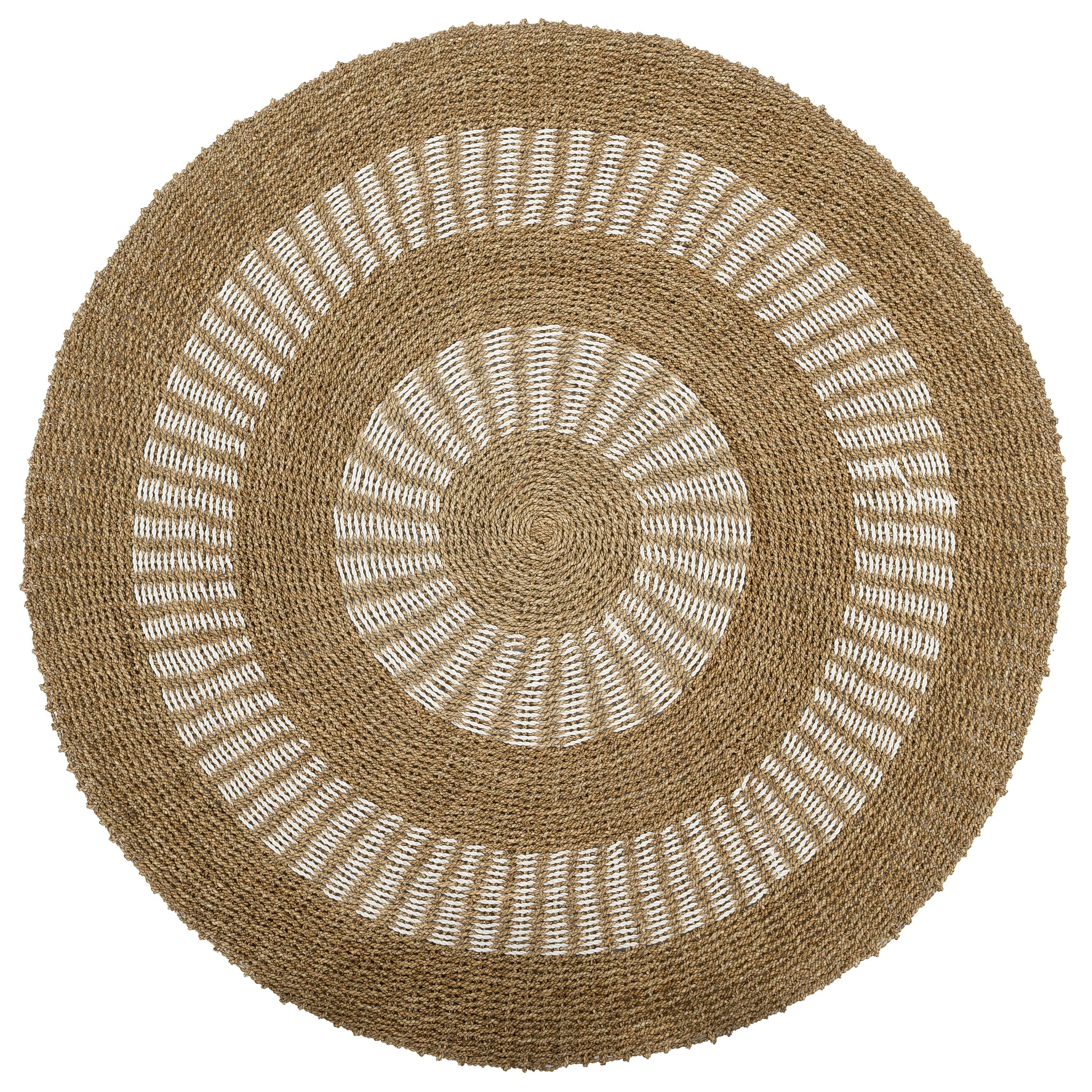 Kilim Jüt Naturel Beyaz Desenli D.150 cm