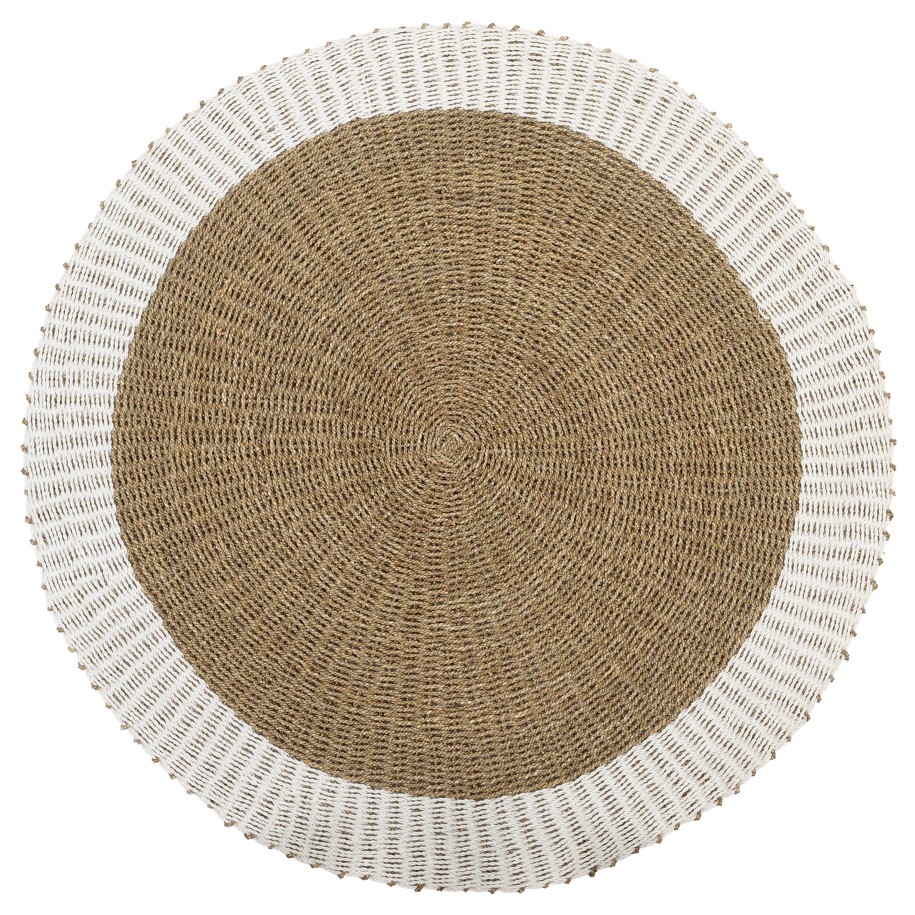 Kilim Jüt Naturel Beyaz Kenarlı D.150 cm